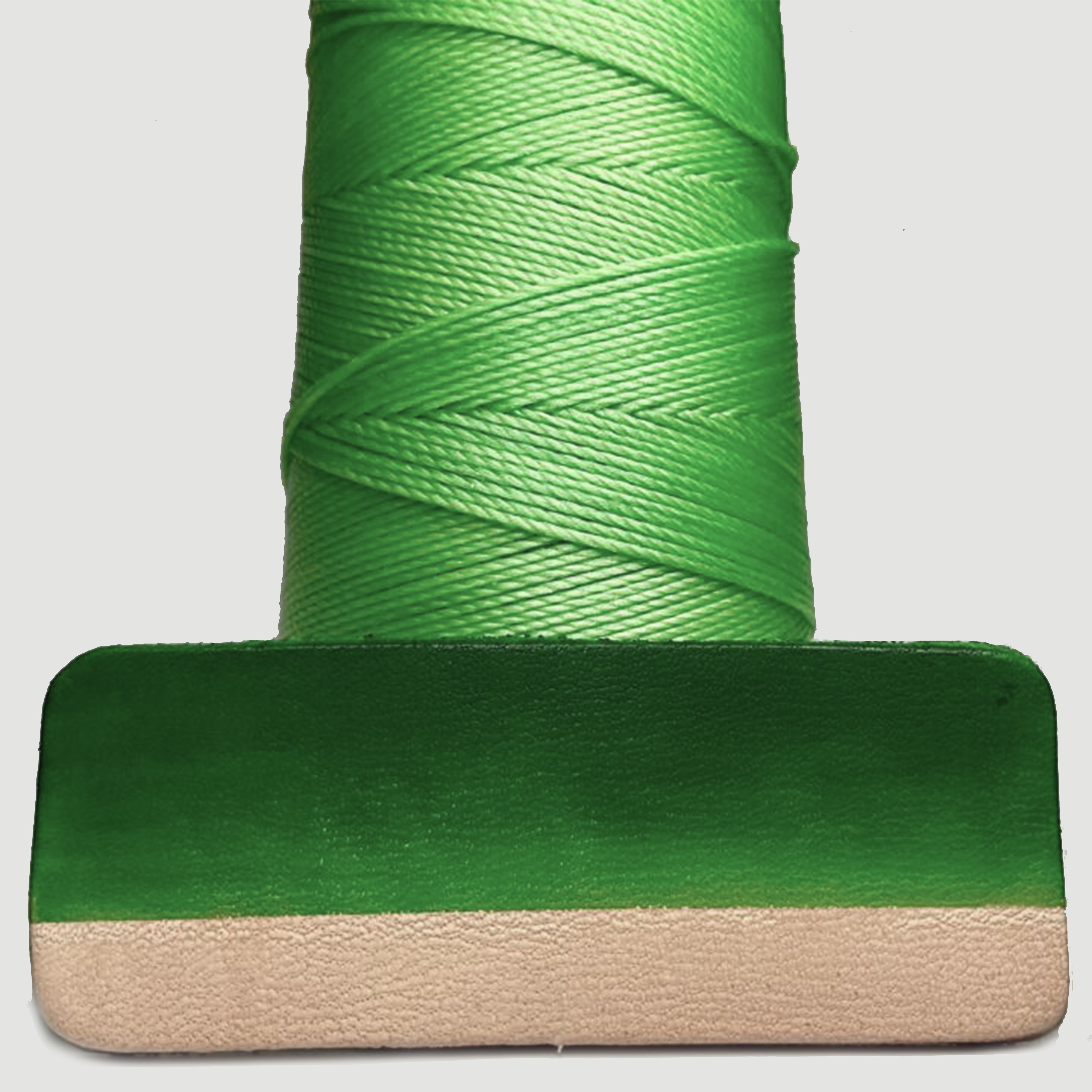 MBT apple green waxed polyester thread with same-color dyed leather