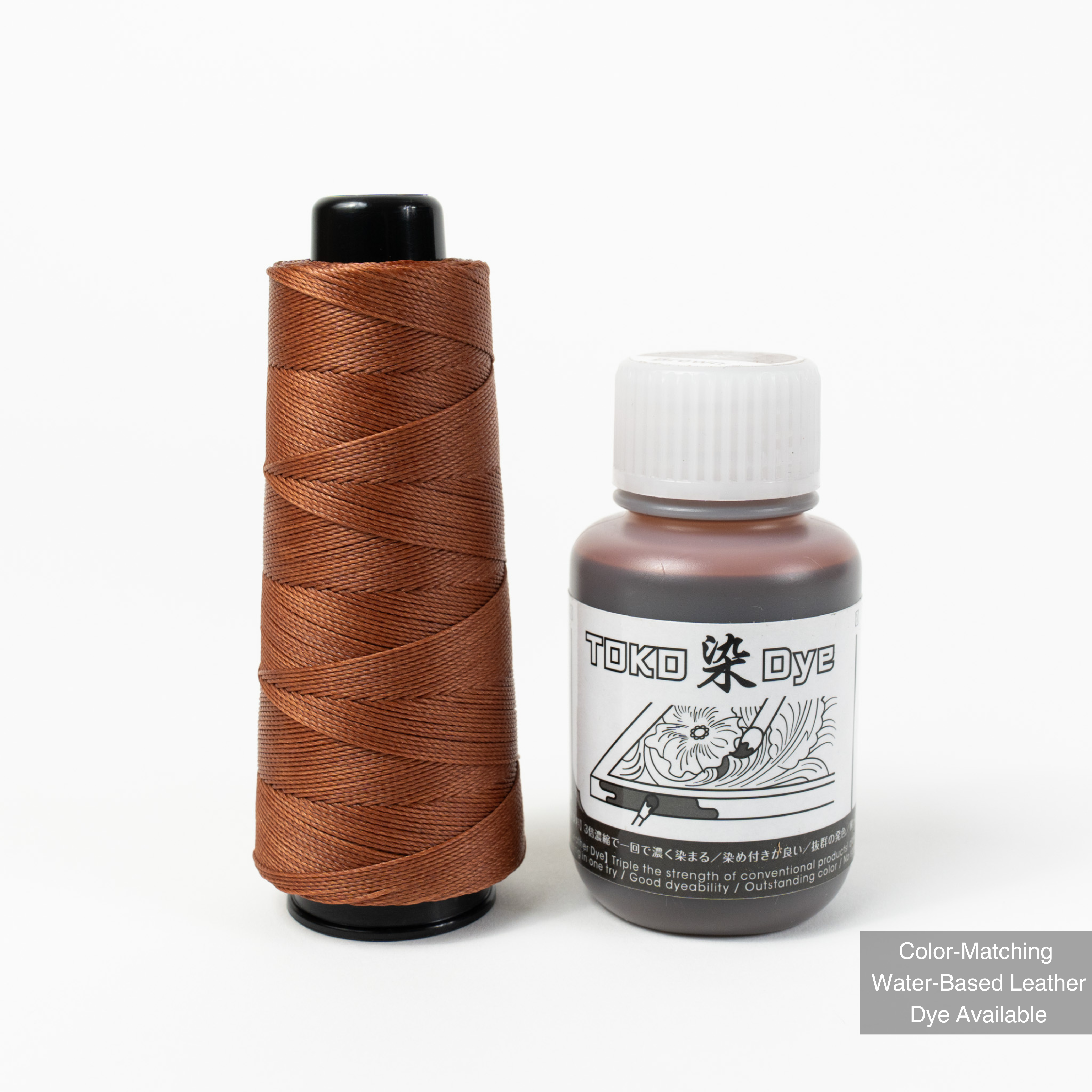 MBT brown waxed polyester thread with matching leather dye