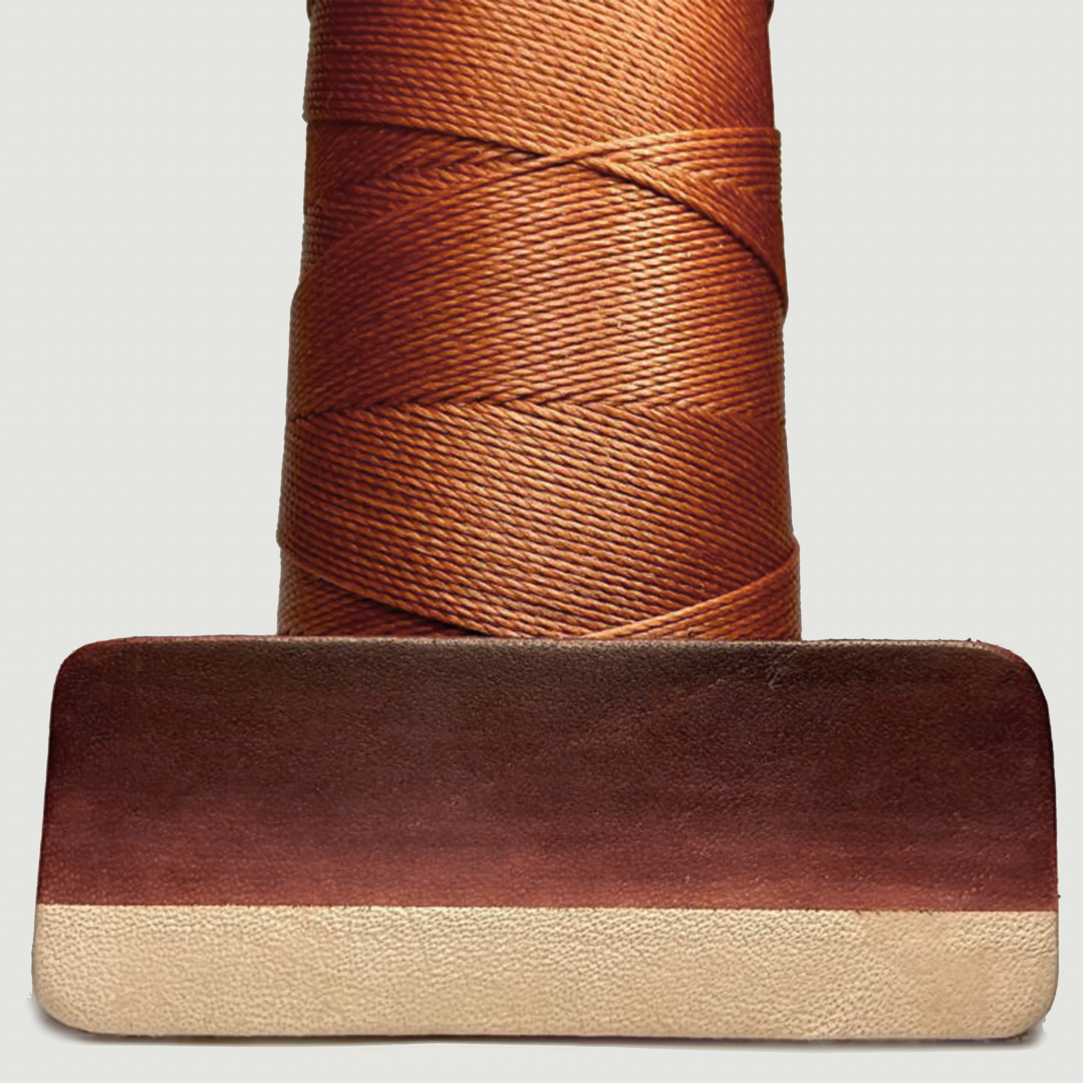 MBT brown waxed polyester thread with same-color dyed leather