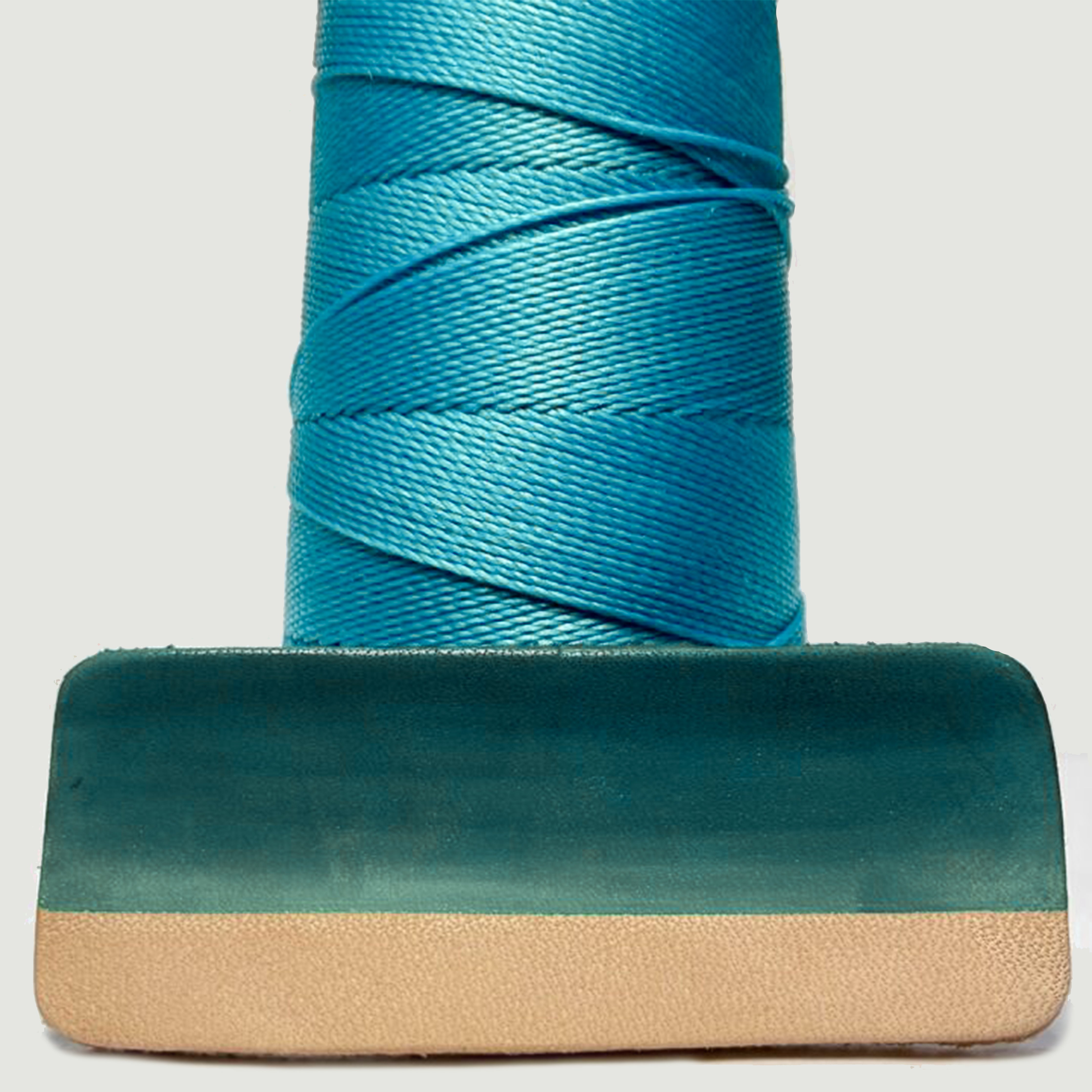 MBT cyan waxed polyester thread with same-color dyed leather