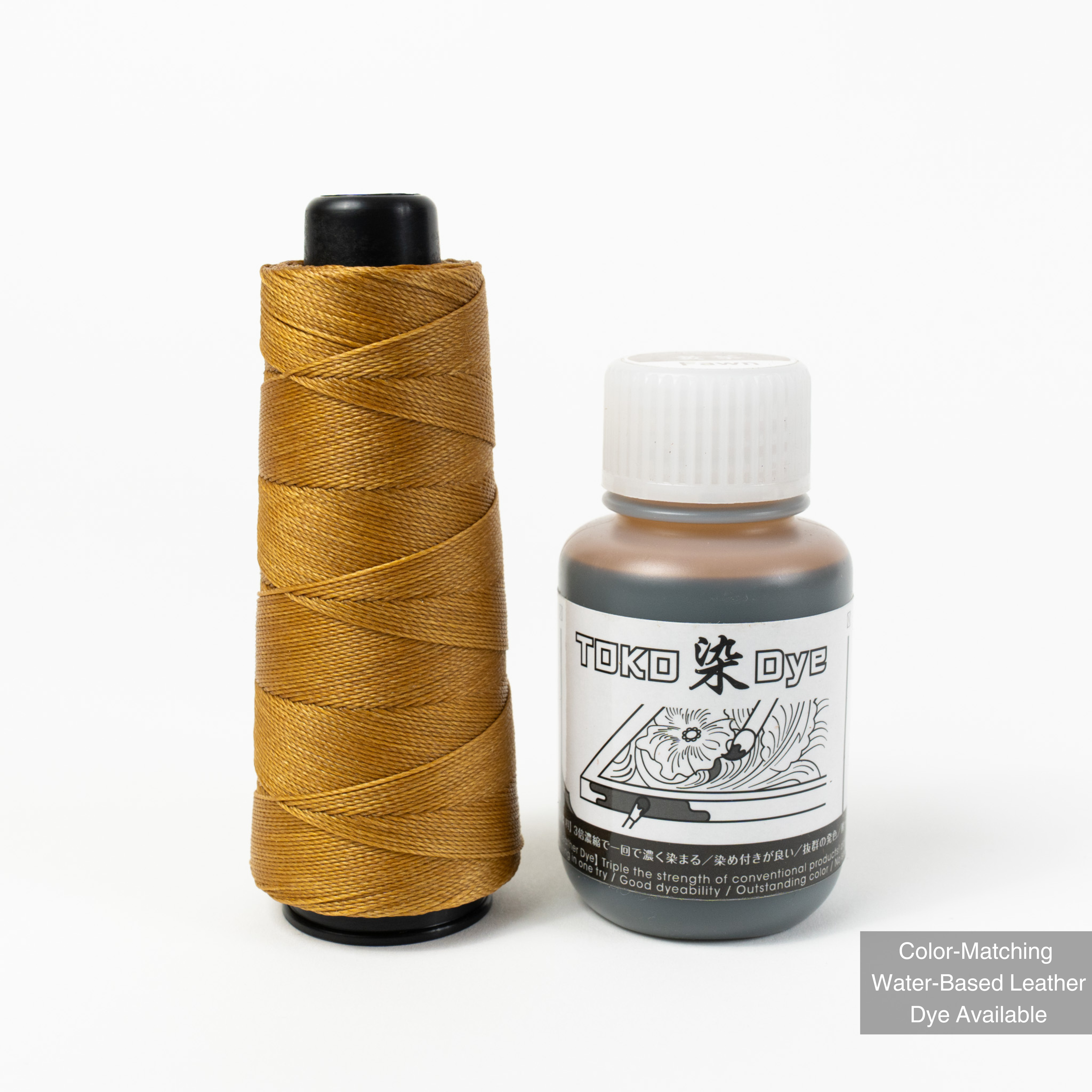 MBT fawn waxed polyester thread with matching leather dye