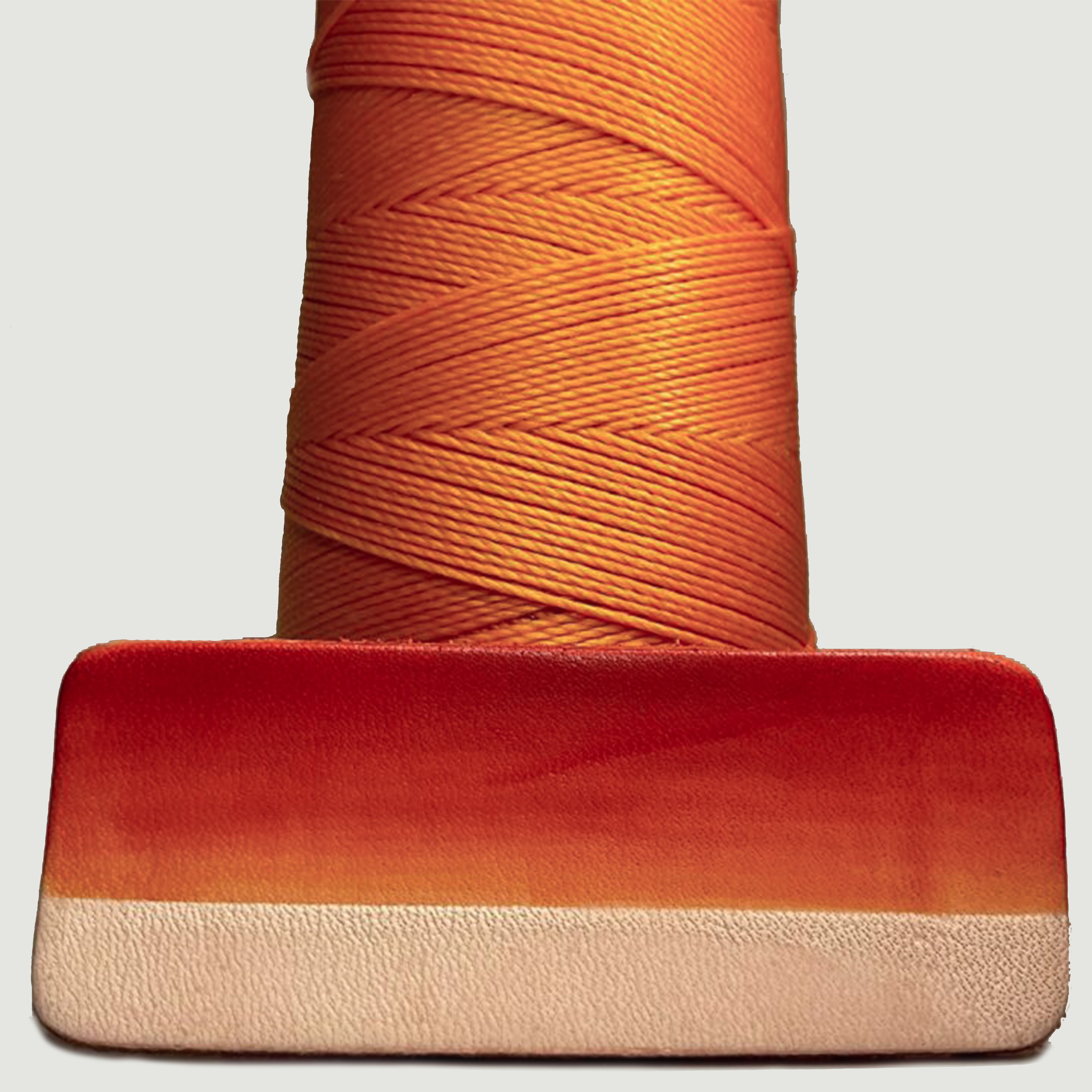 MBT fulvous waxed polyester thread with same-color dyed leather