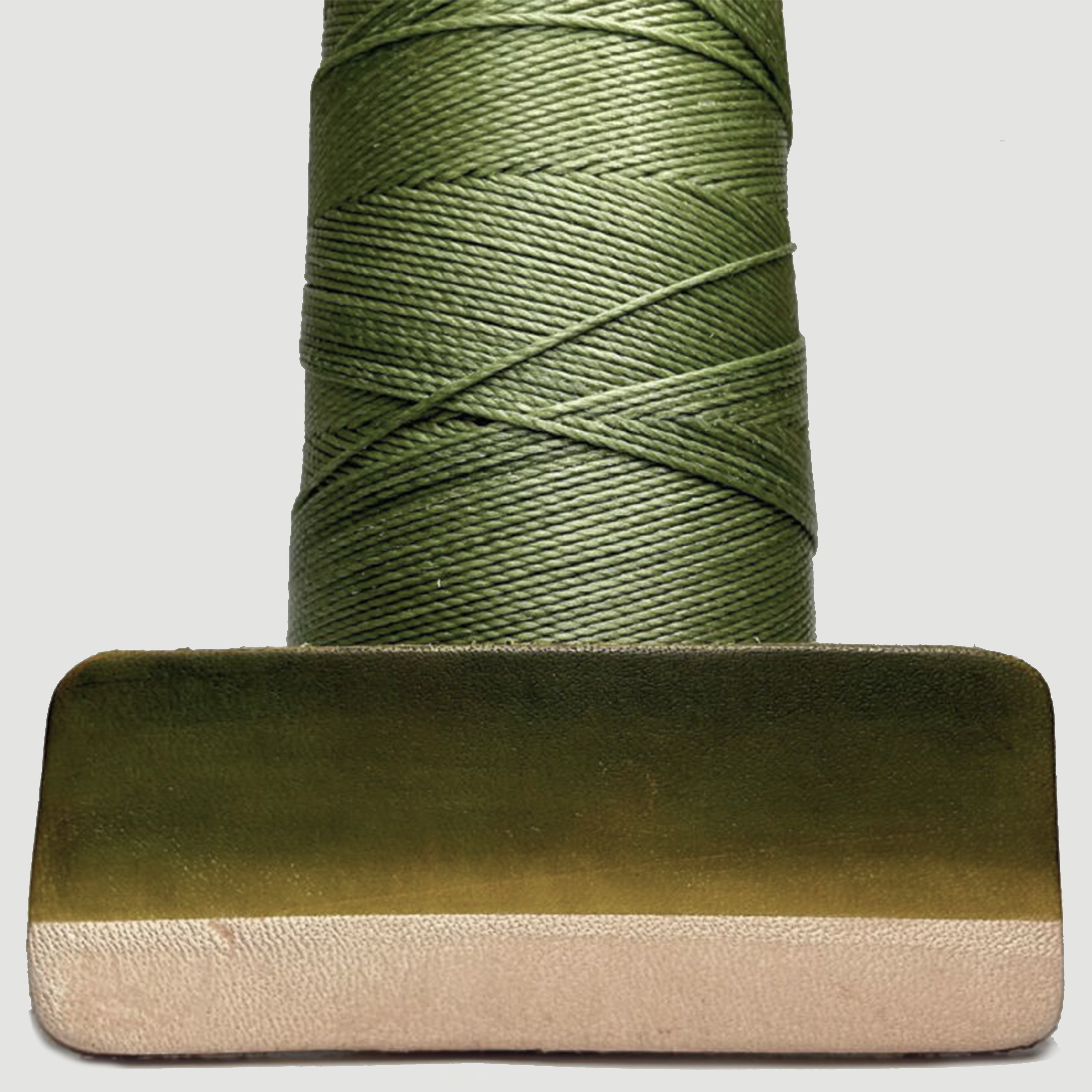 MBT heart gold olive waxed polyester thread with same-color dyed leather