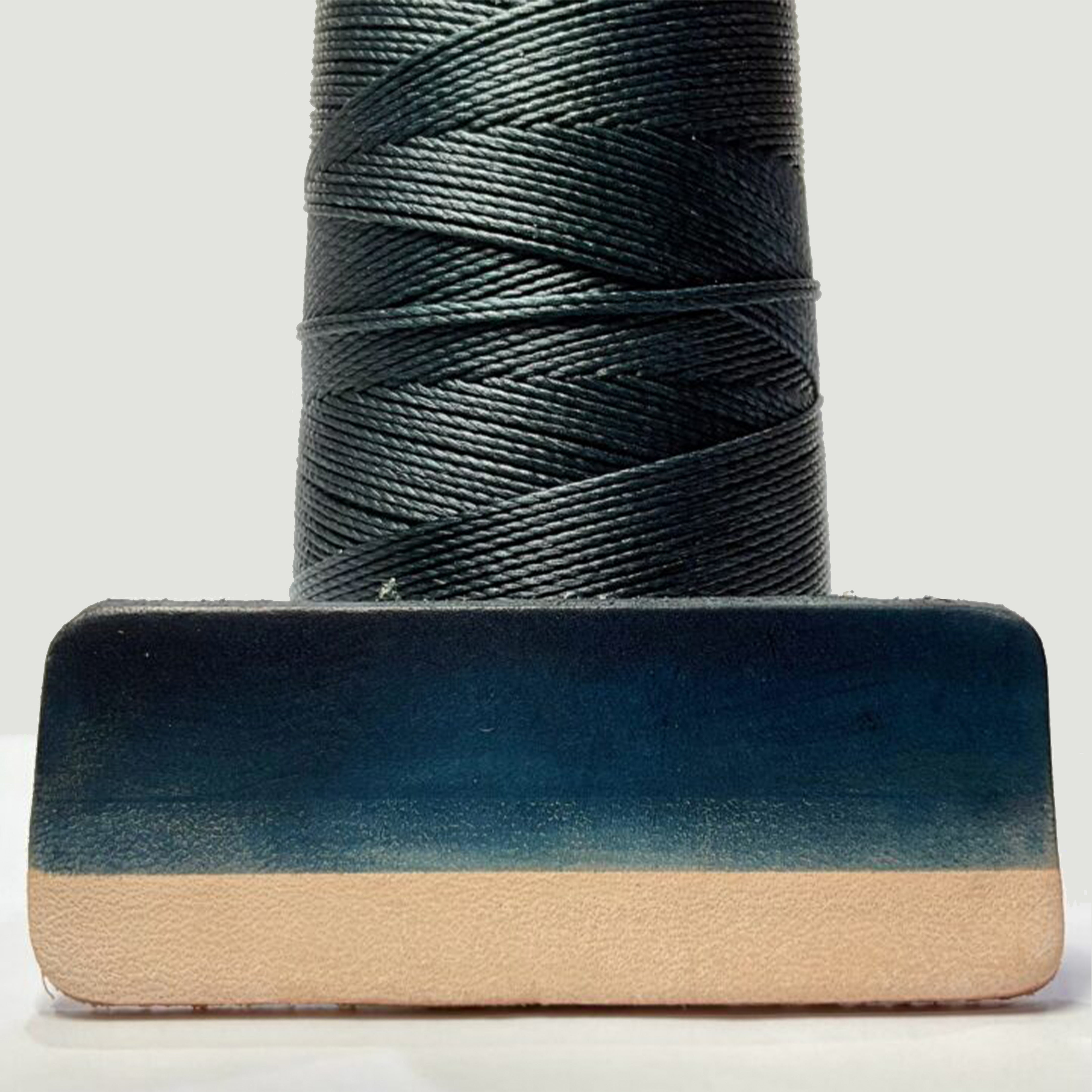 MBT midnight green waxed polyester thread with same-color dyed leather
