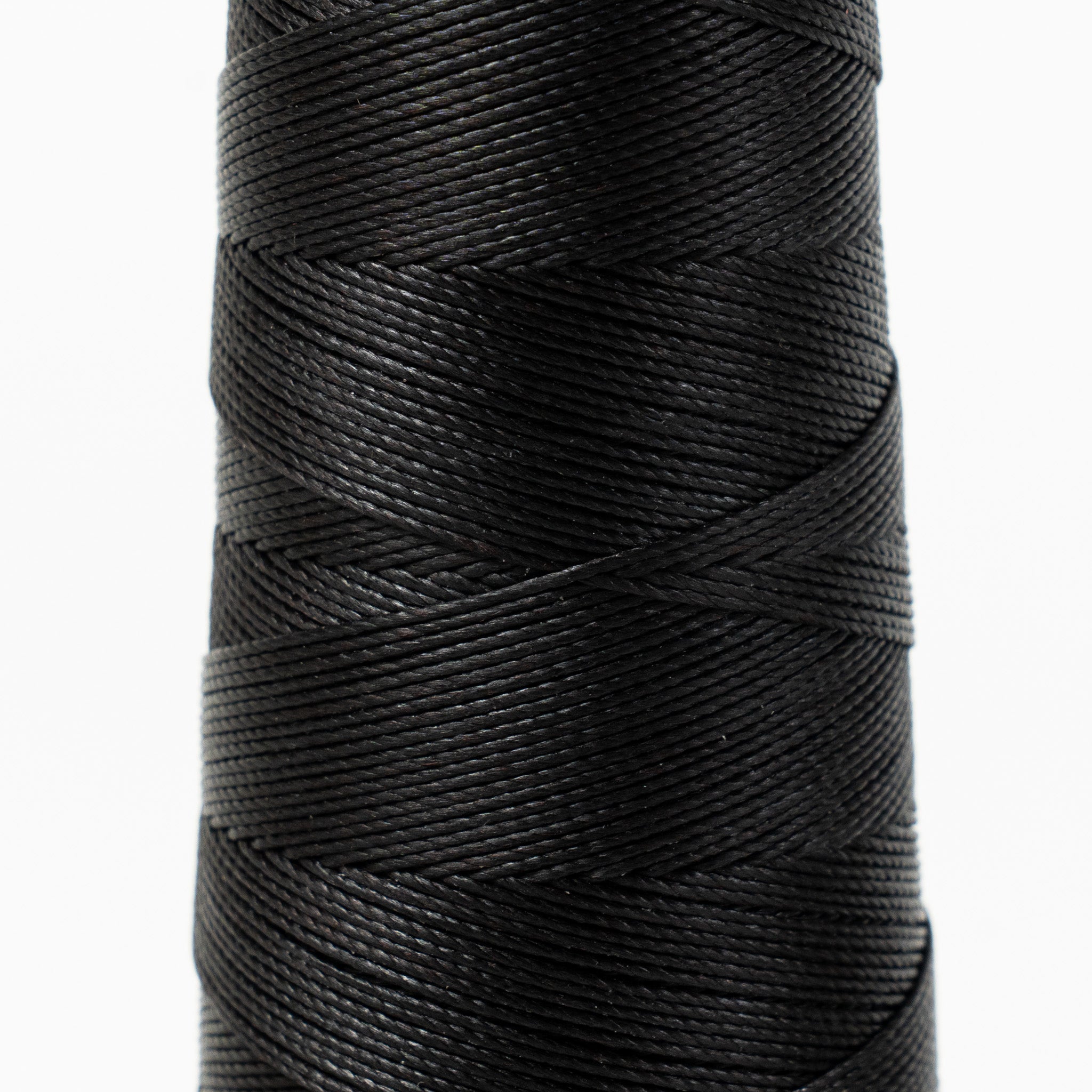 Close-up of MBT onyx waxed polyester thread