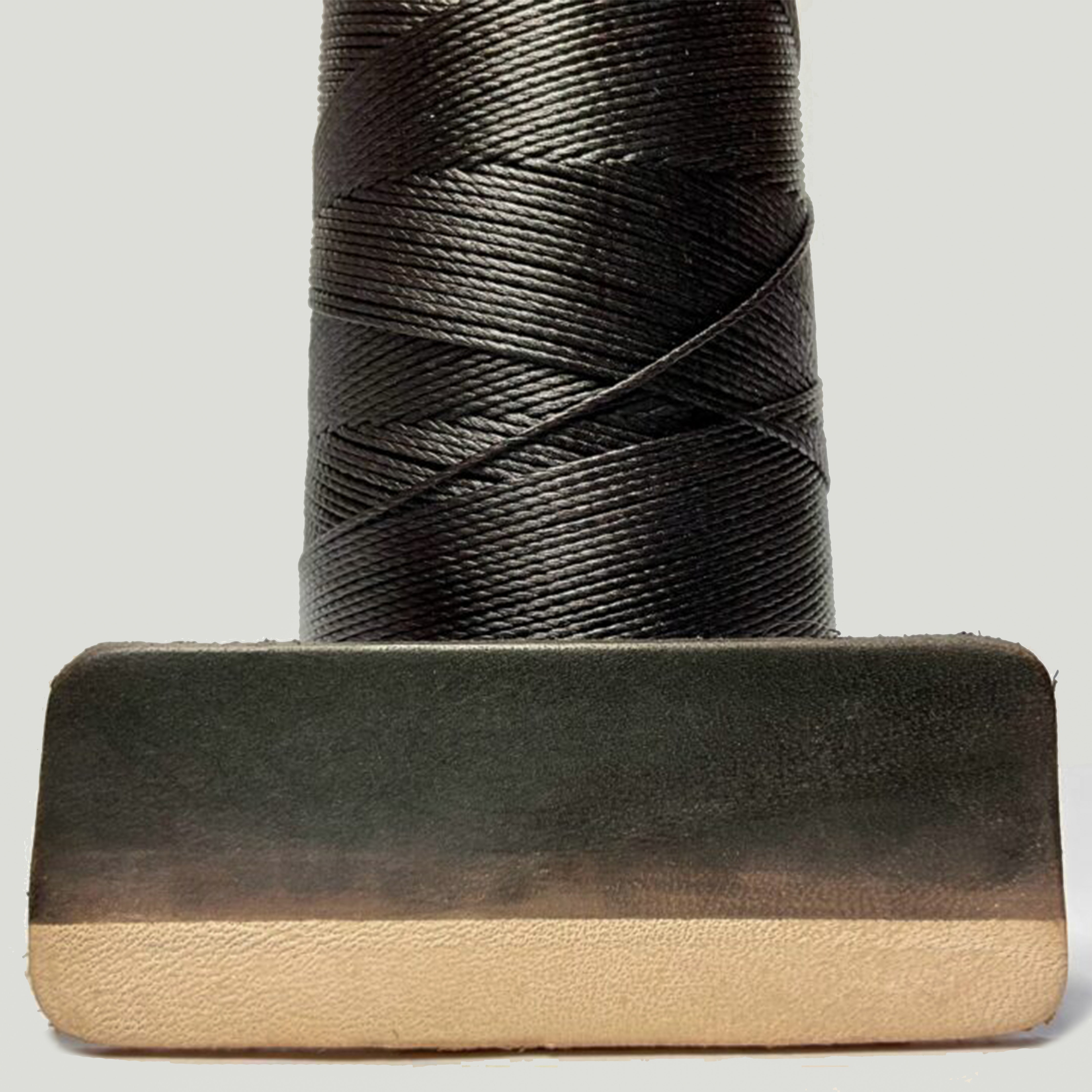 MBT onyx waxed polyester thread with same-color dyed leather