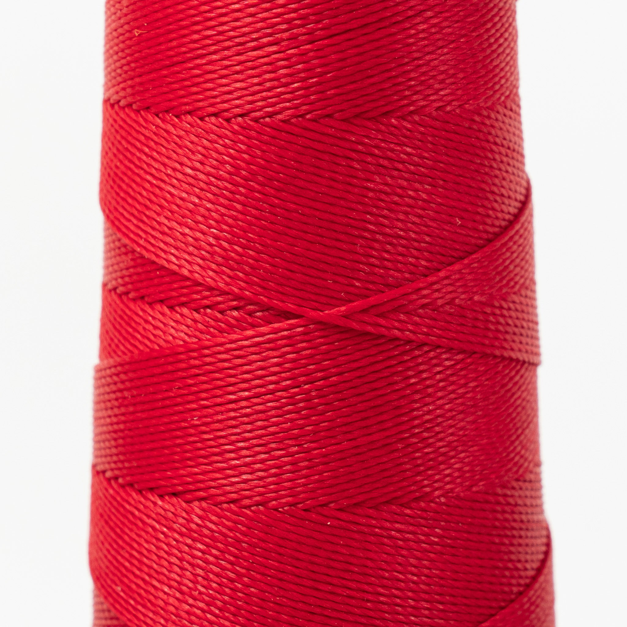 Close-up of MBT red waxed polyester thread