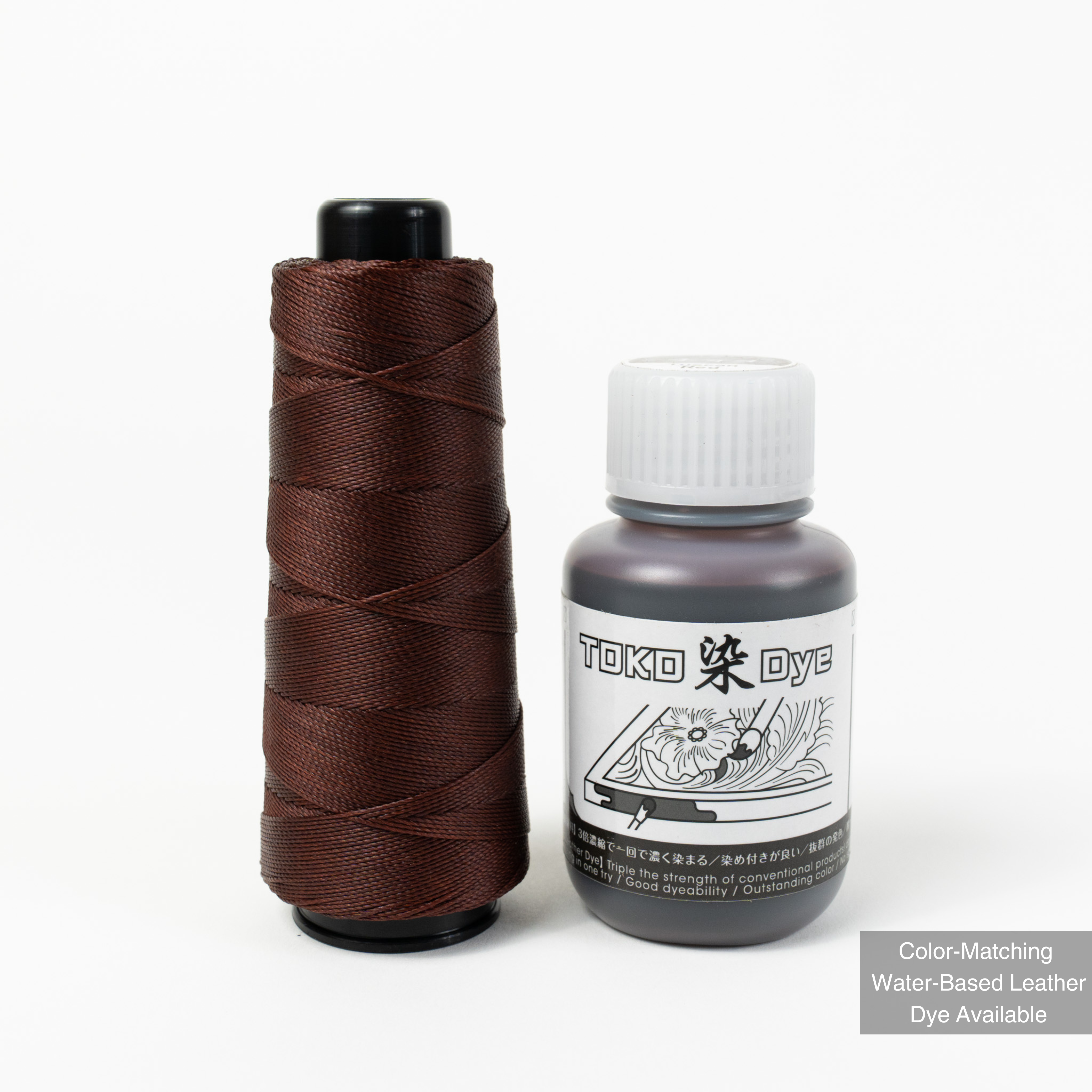 MBT tuscan red waxed polyester thread with matching leather dye