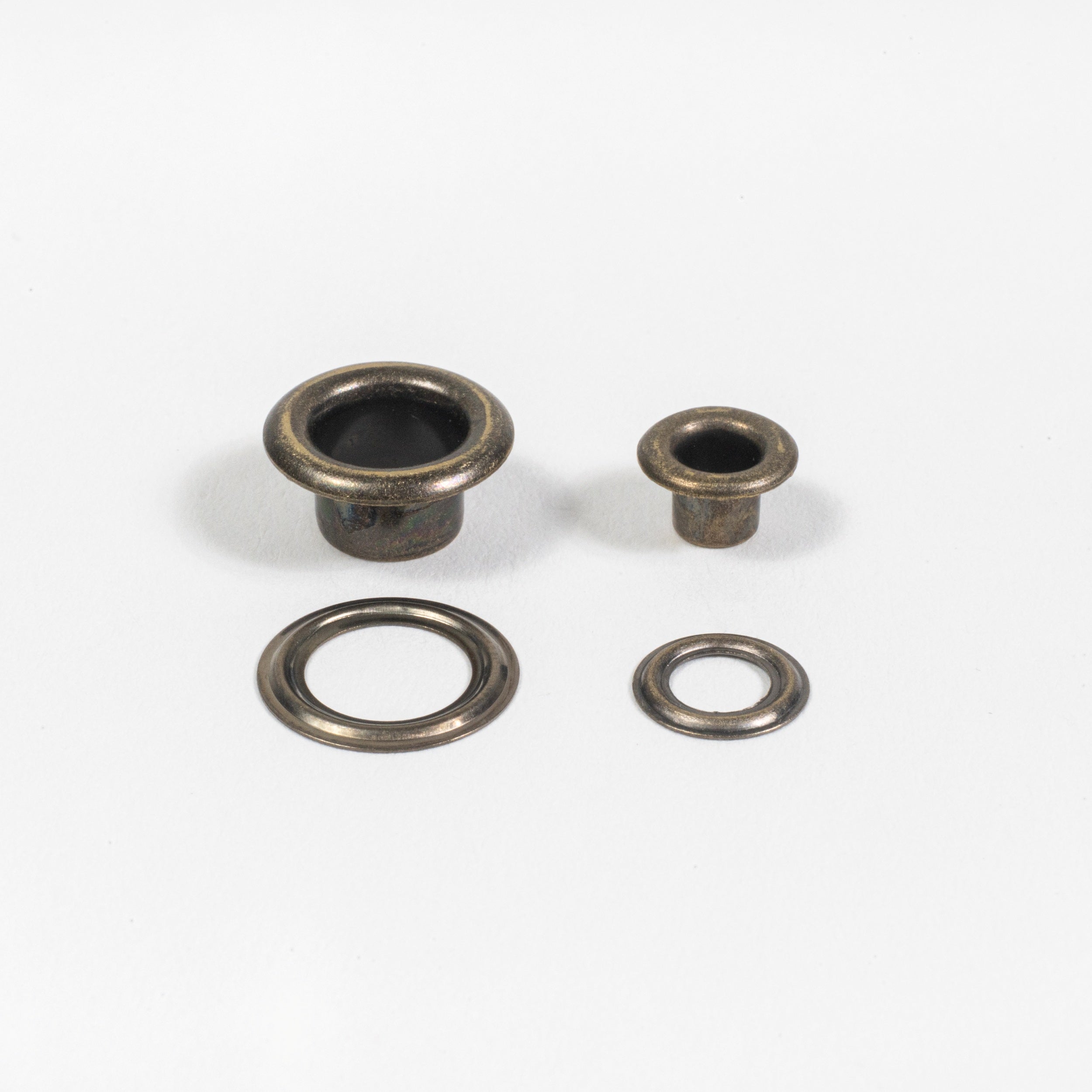 antique brass grommet sets side view