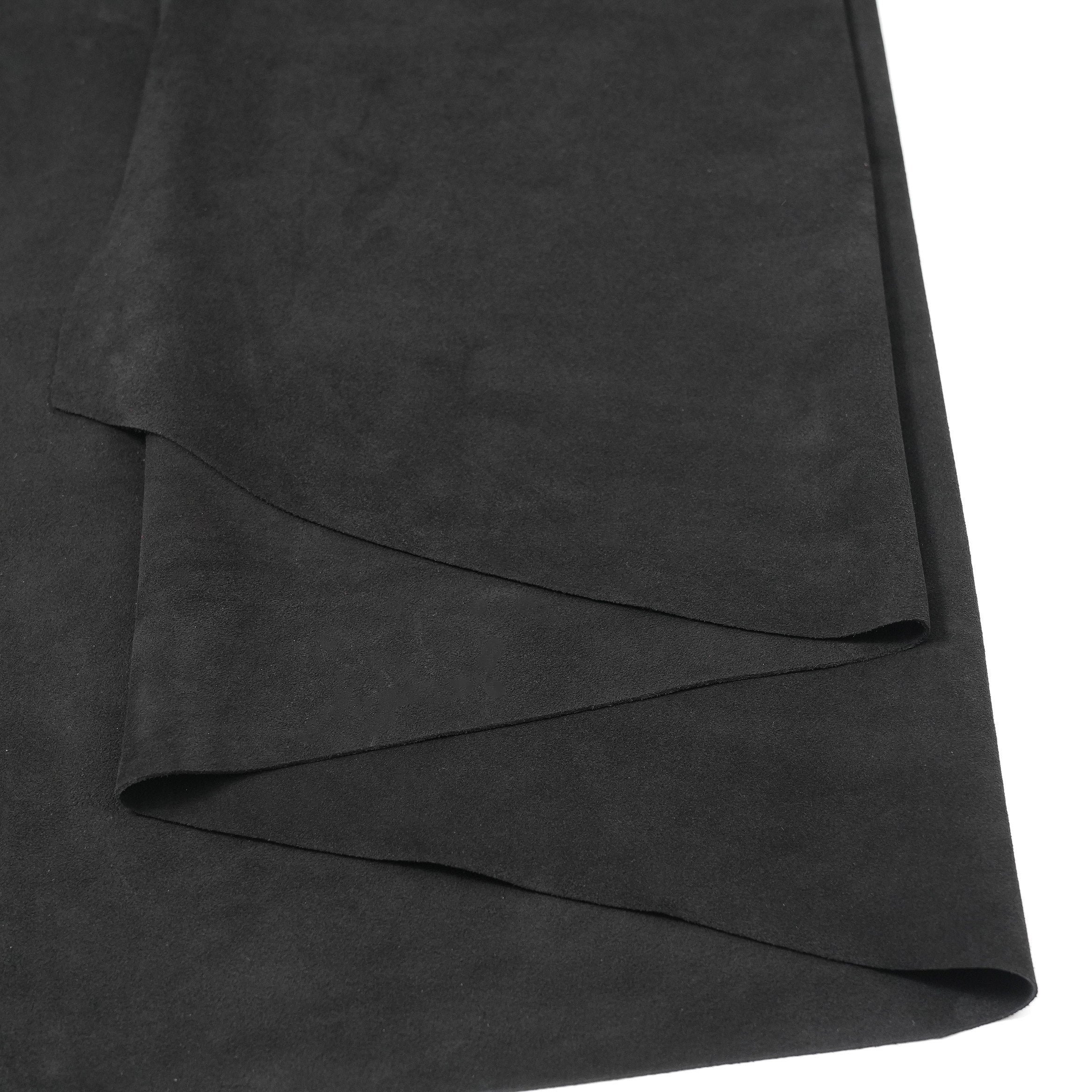 black italian cowhide suede leather folded soft surface