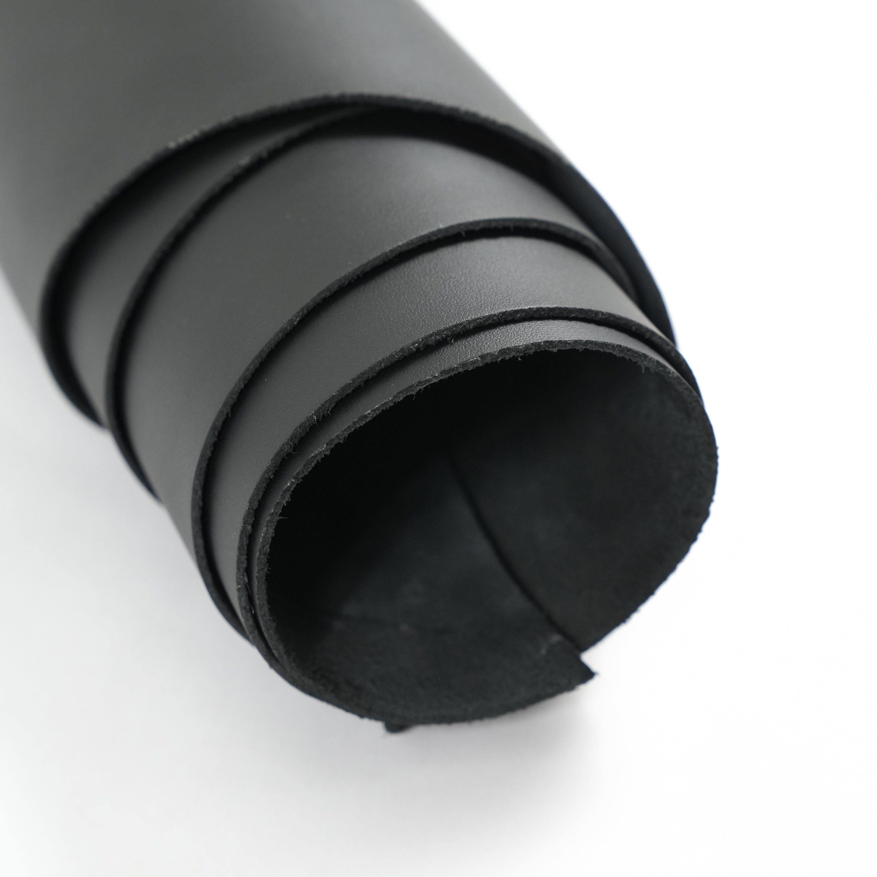 black top-grain premium italian leather rolled side view