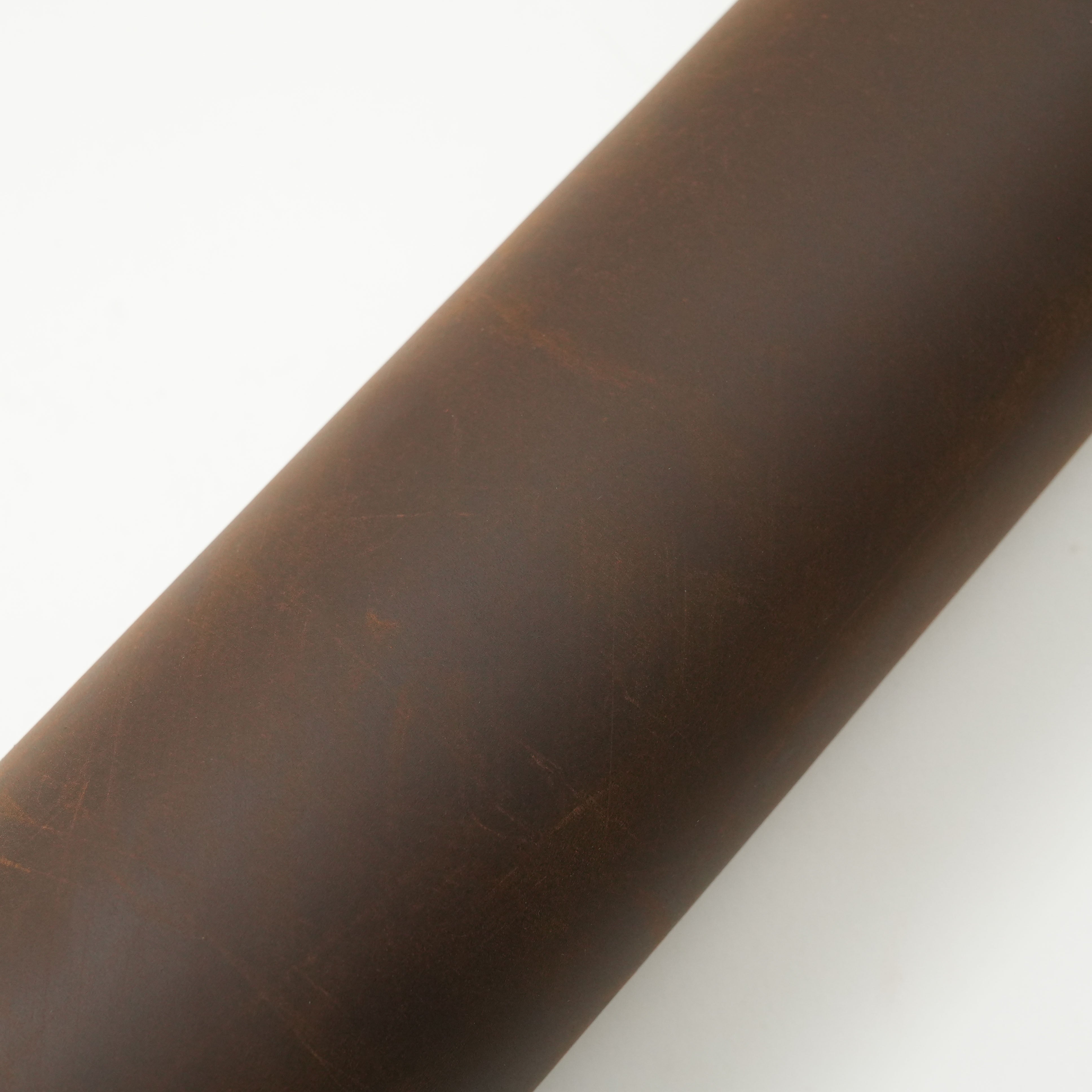 brown crazy horse leather close up view