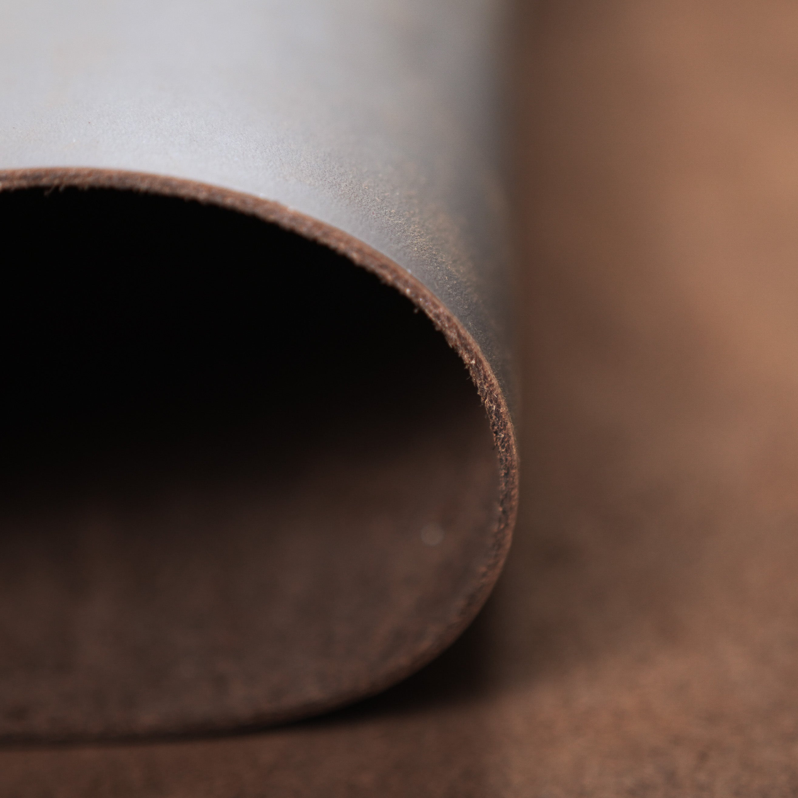 brown crazy horse leather edge view