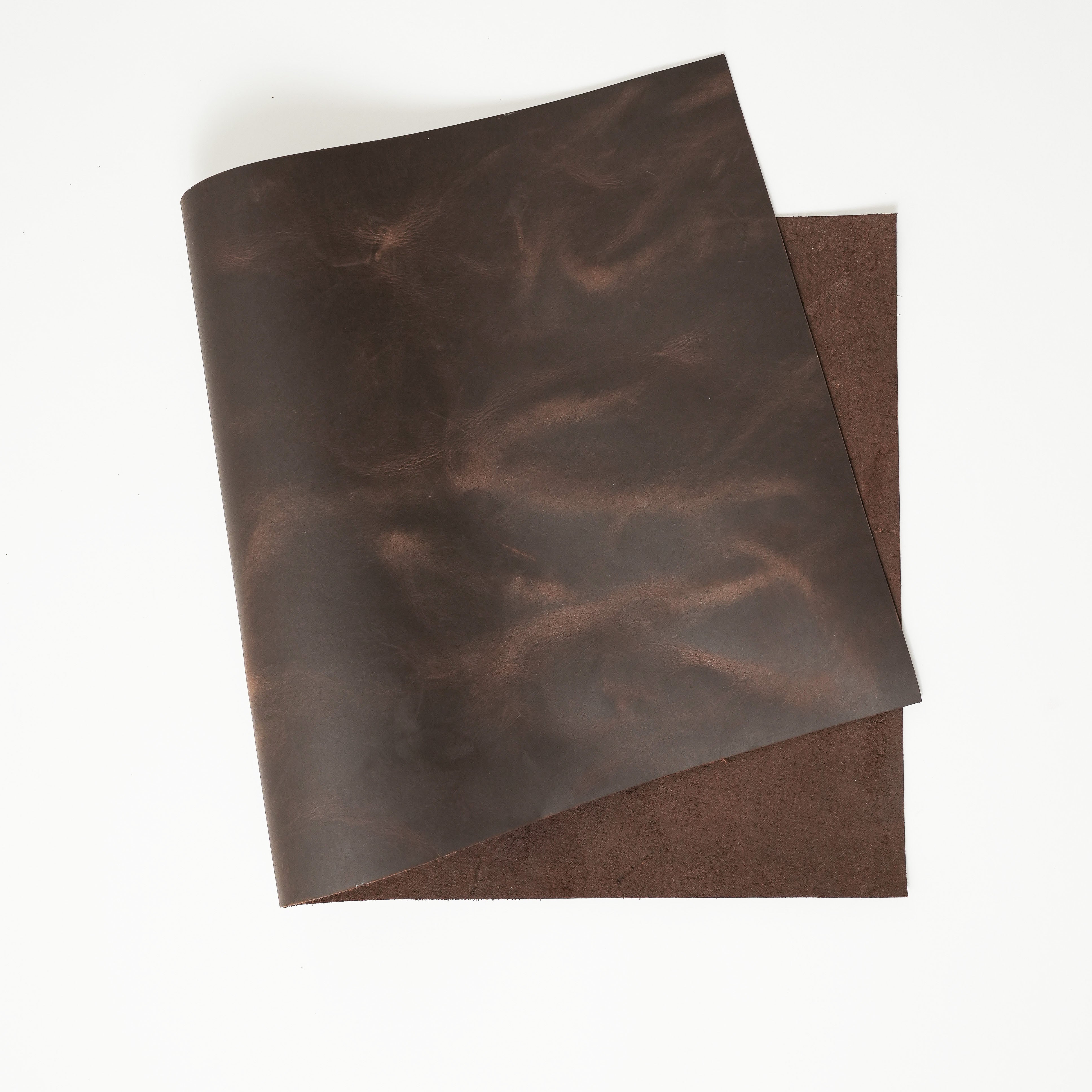 brown crazy horse leather top view