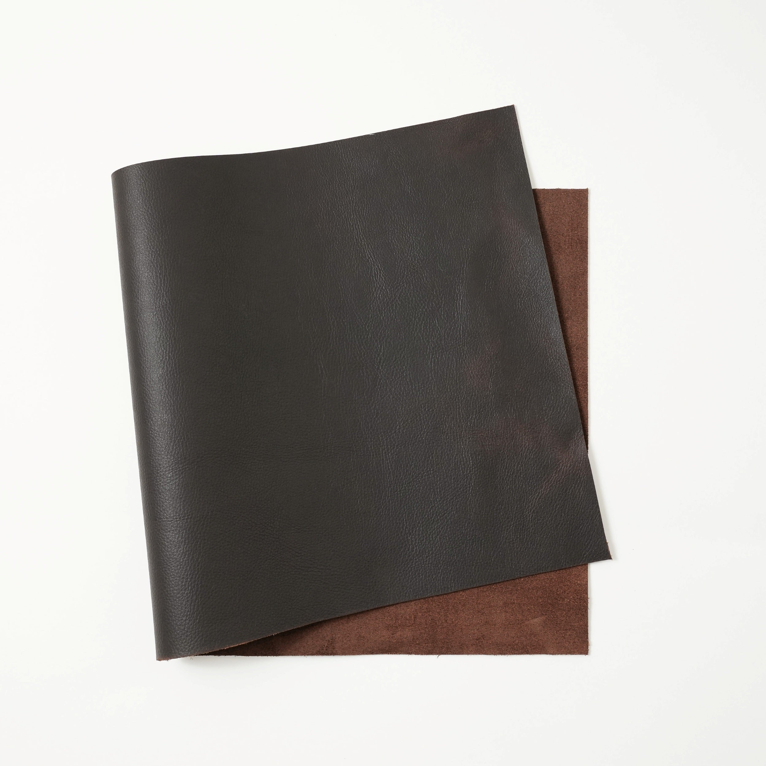 brown full grain pull up leather from top view