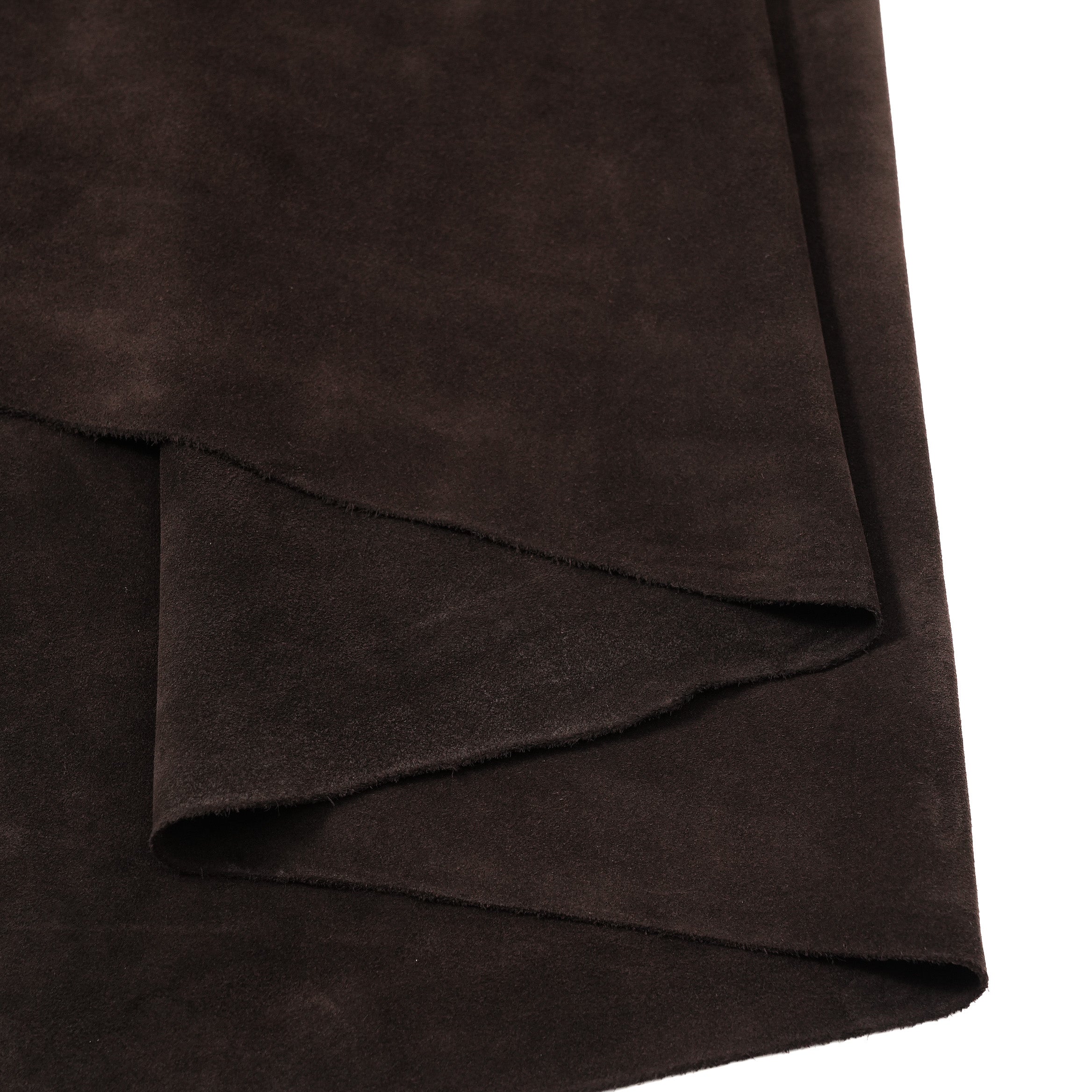 brown italian cowhide suede leather folded soft surface