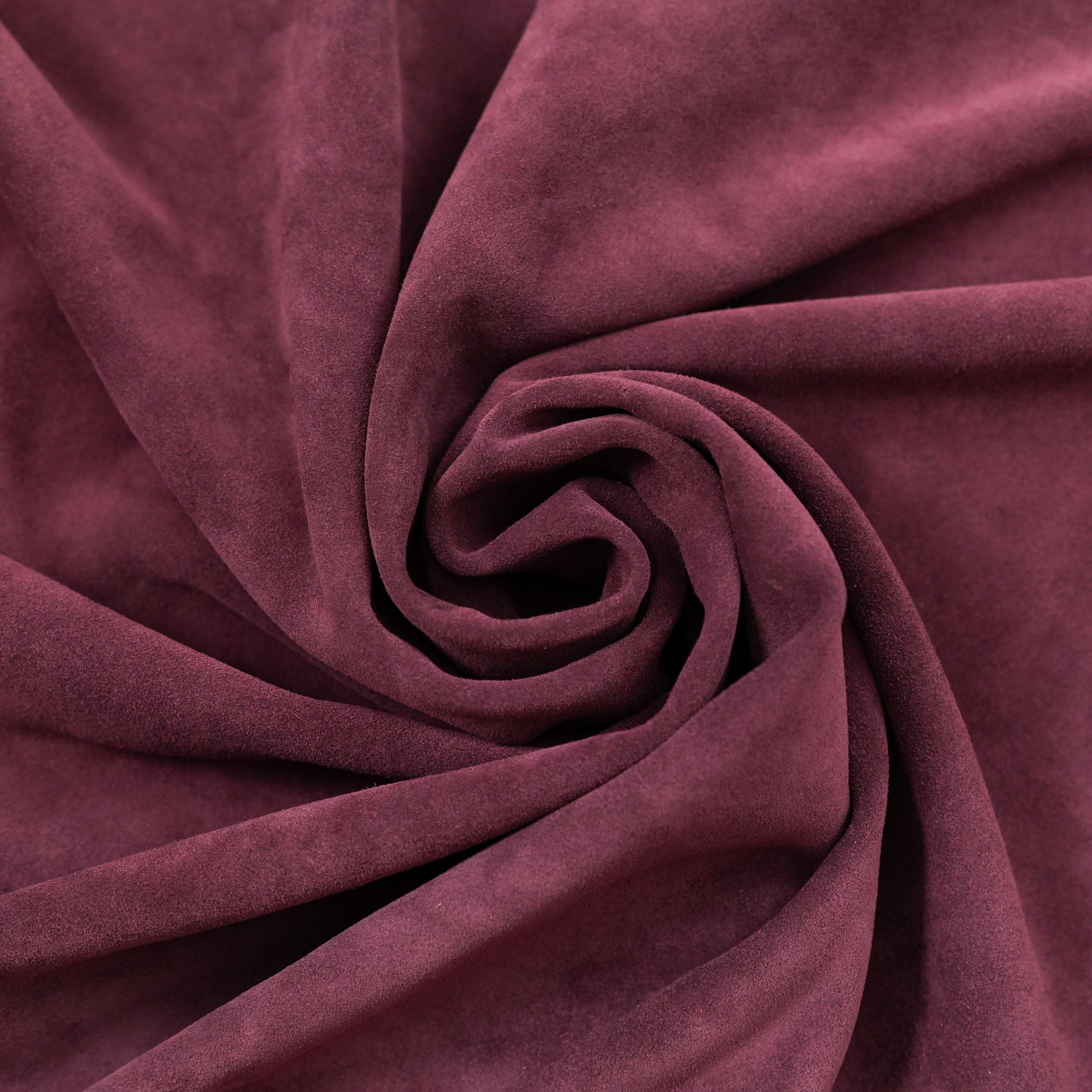 Italian Cowhide Suede Leather Panels - Burgundy