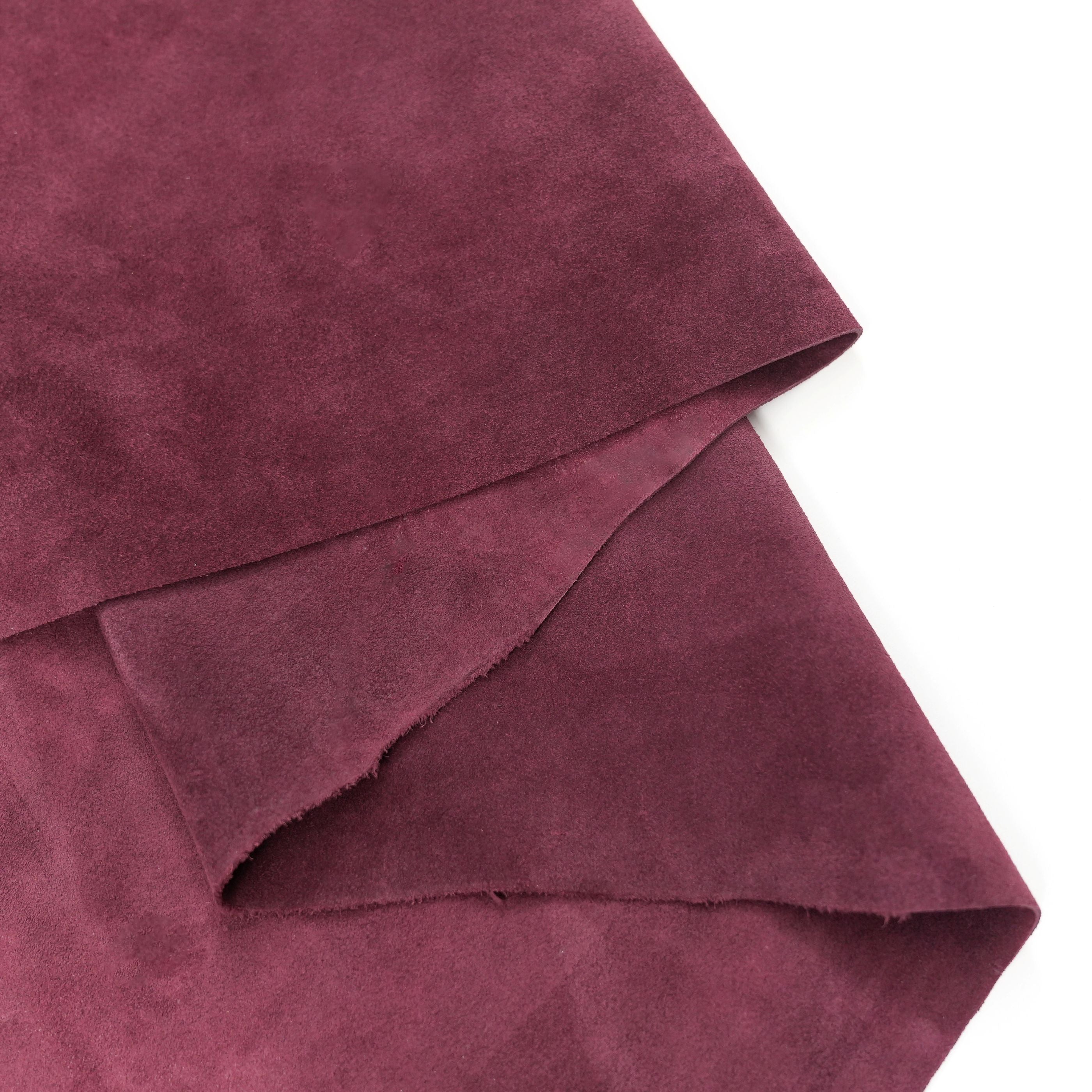 Italian Cowhide Suede Leather - Burgundy