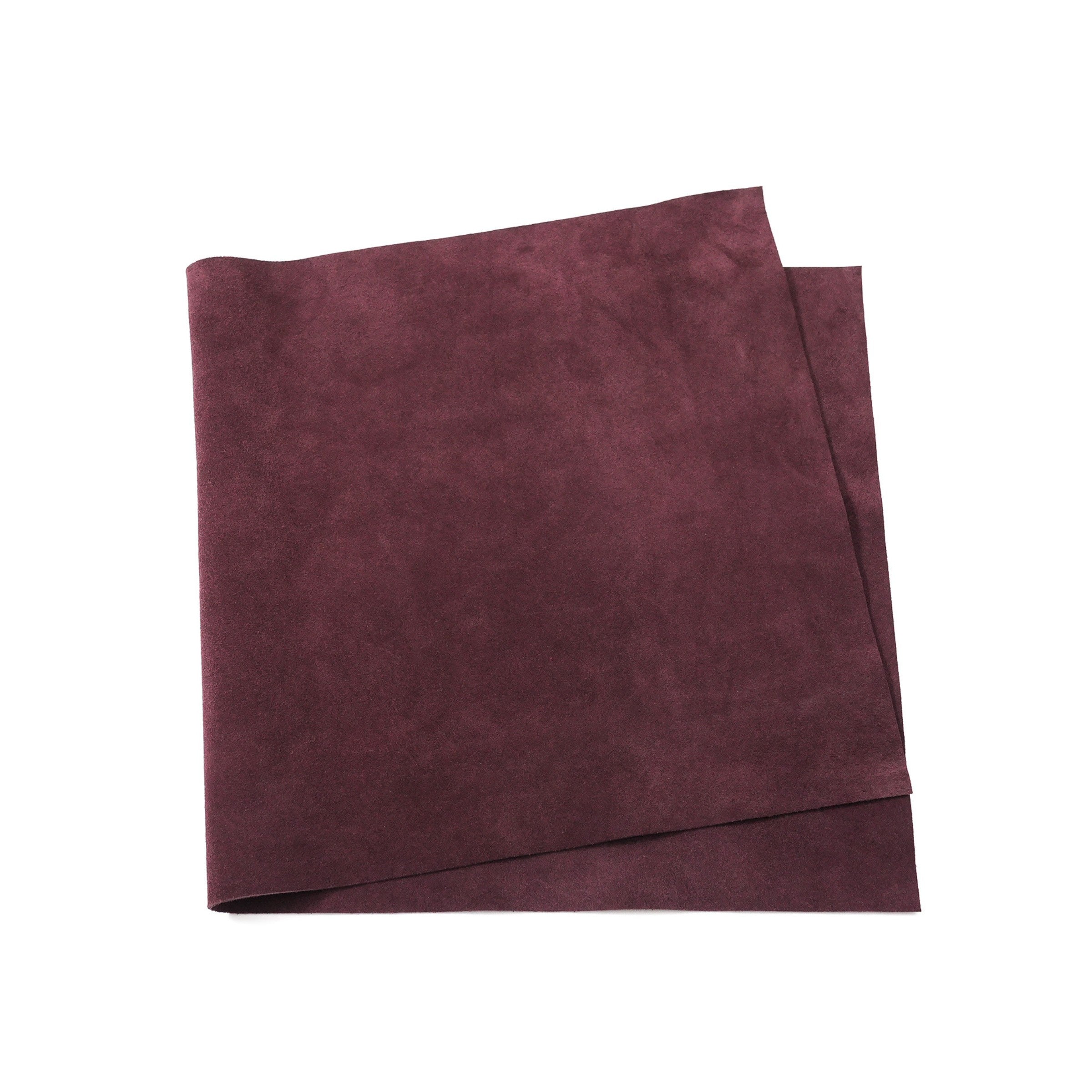 Burgundy Italian cowhide suede leather pre-cut panel