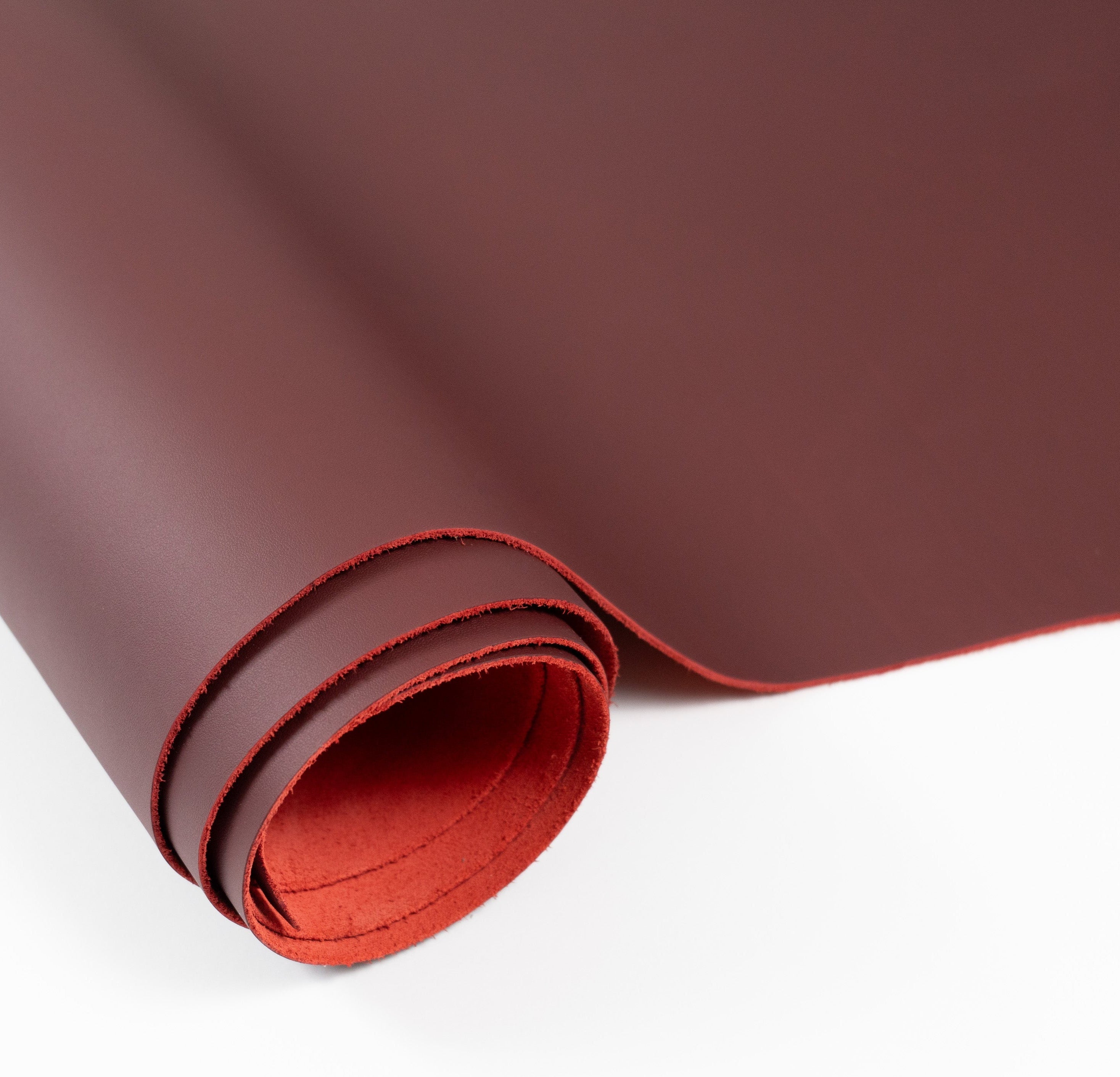 Italian Top Grain Leather Panels - Burgundy, Red Back