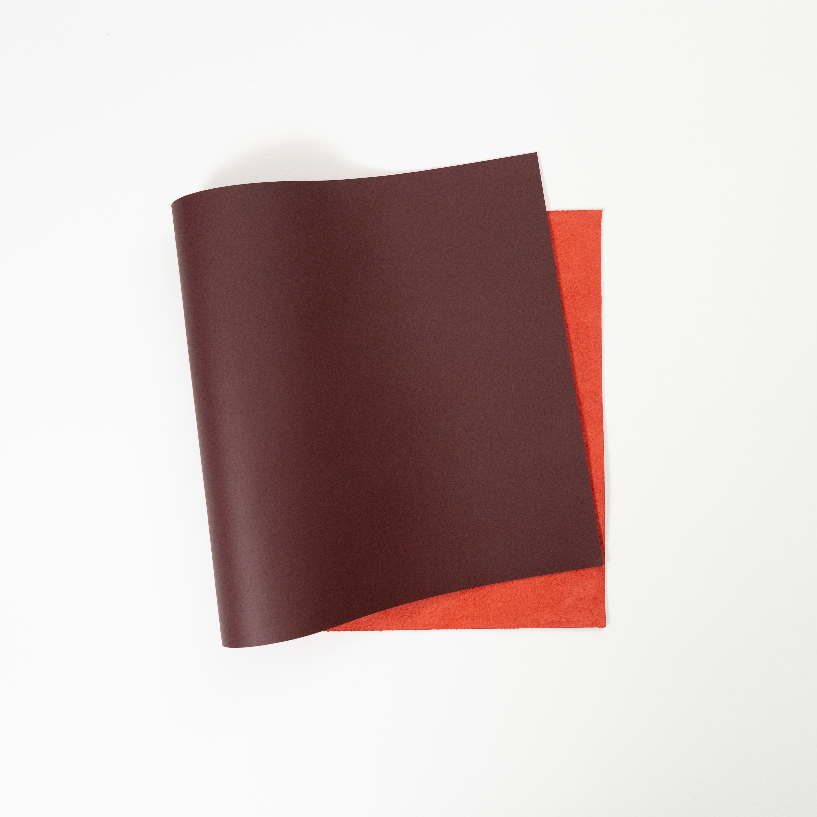 Italian Top Grain Leather Panels - Burgundy, Red Back