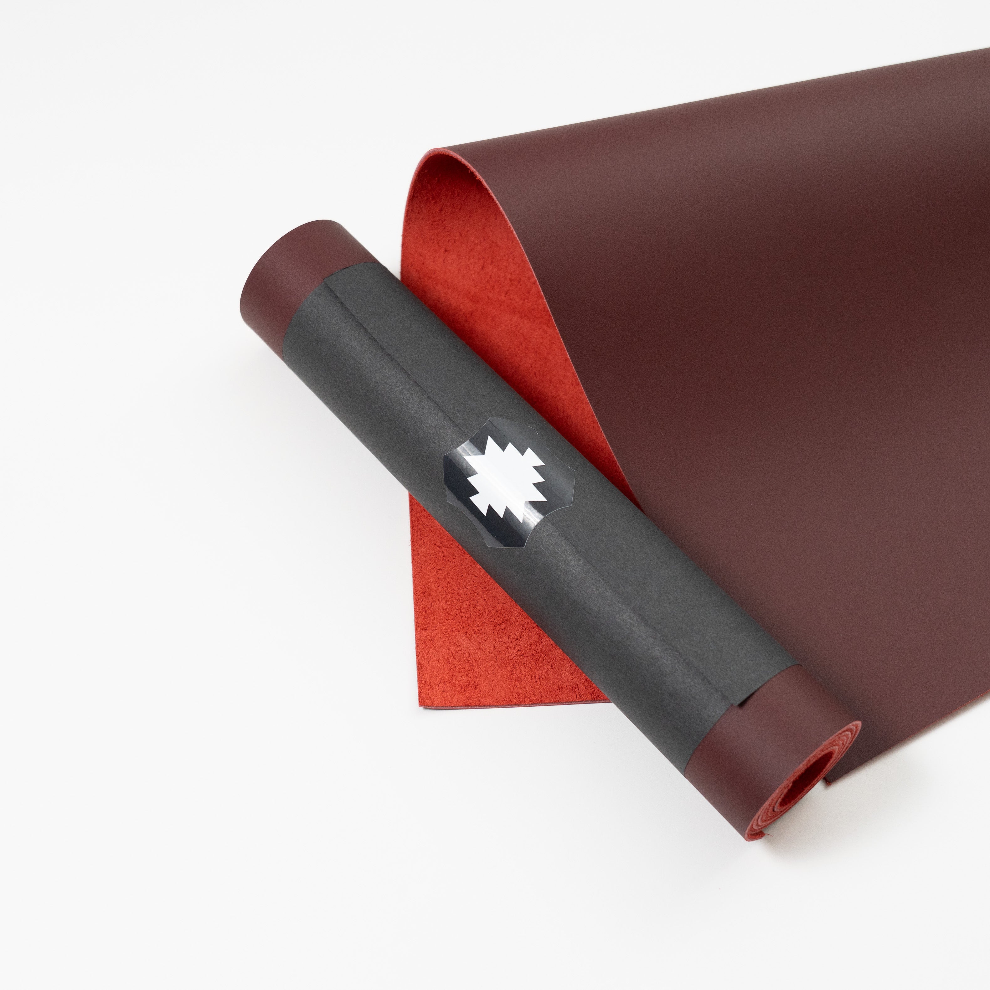 burgundy top grain premium italian leather with red backside top view