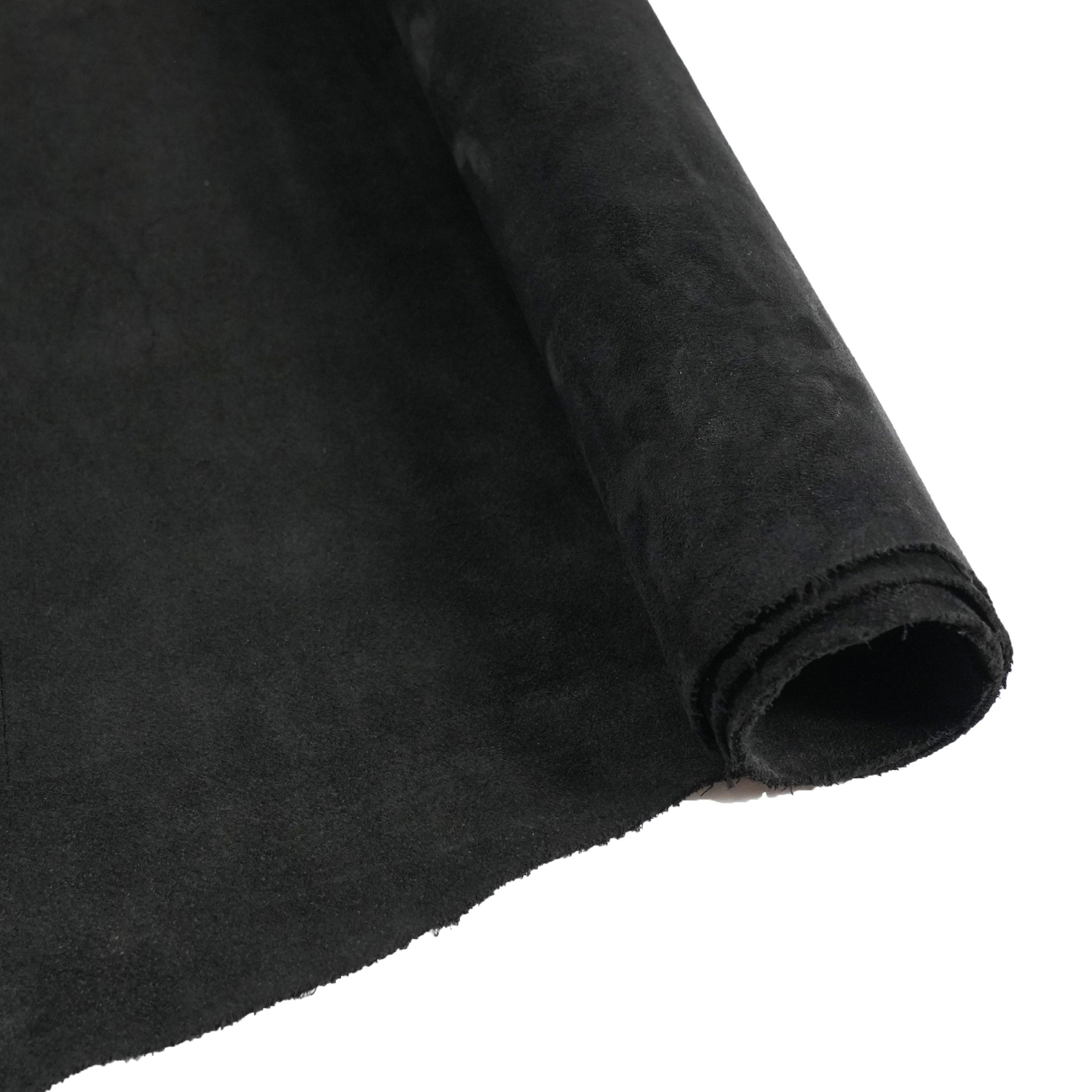 cowhide suede leather black rolled front angle