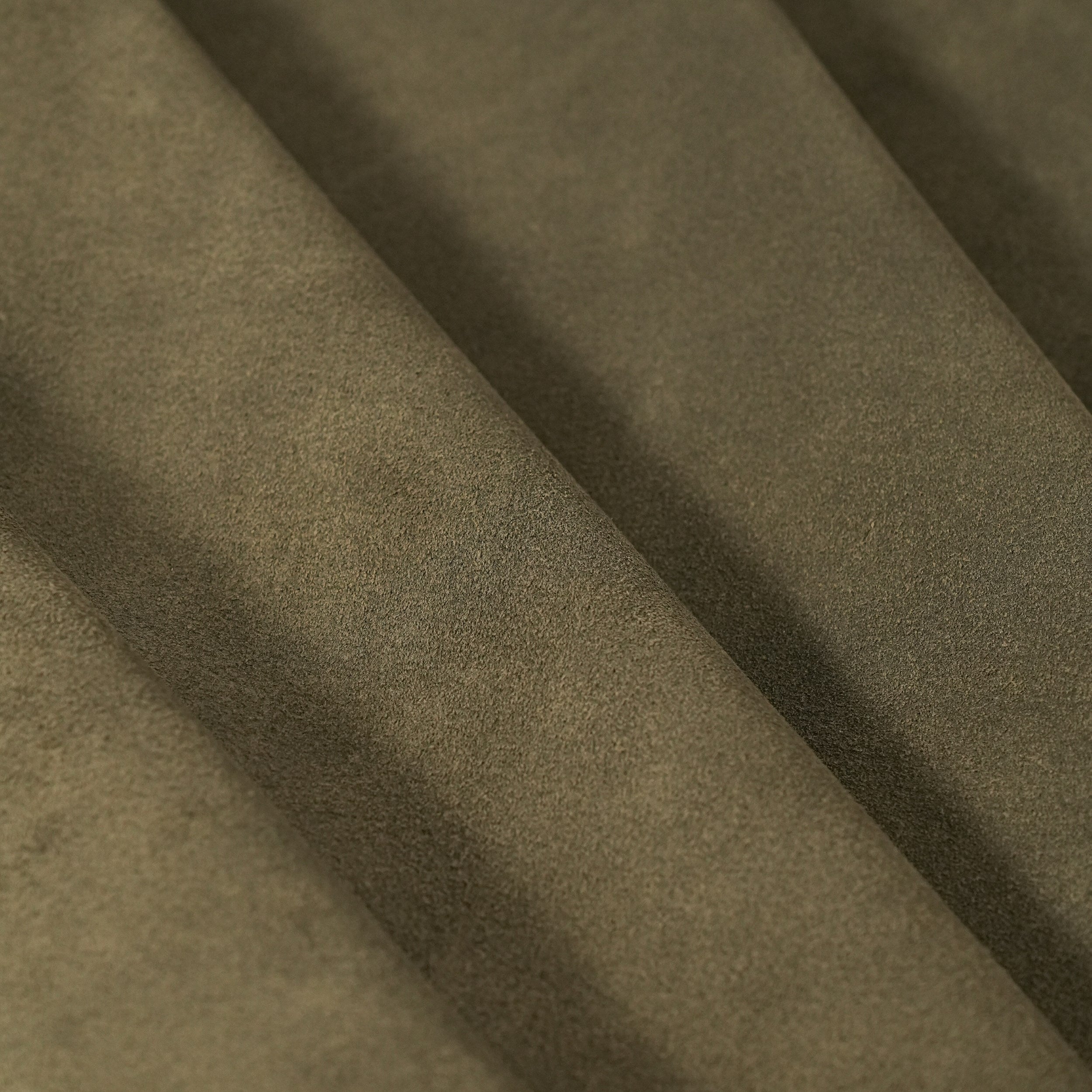 cowhide suede leather khaki green rolled side angle