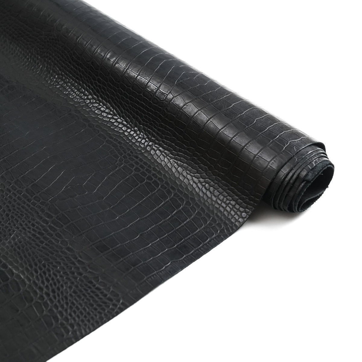 Crocodile Embossed Leather, 2.5–3 oz – Black