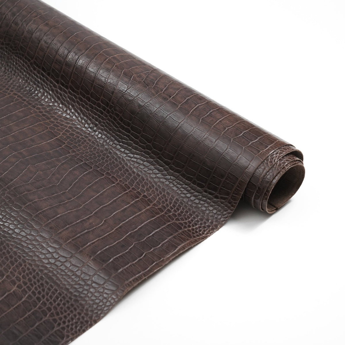 Crocodile Embossed Leather, 2.5–3 oz – Brown