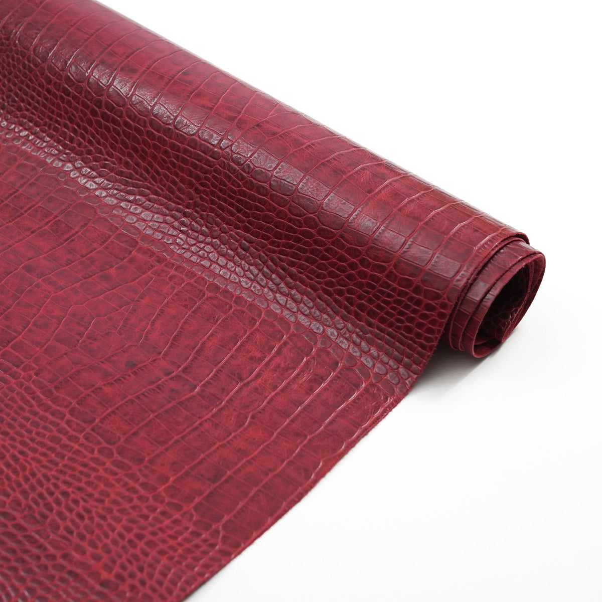 Crocodile Embossed Leather, 2.5–3 oz – Red