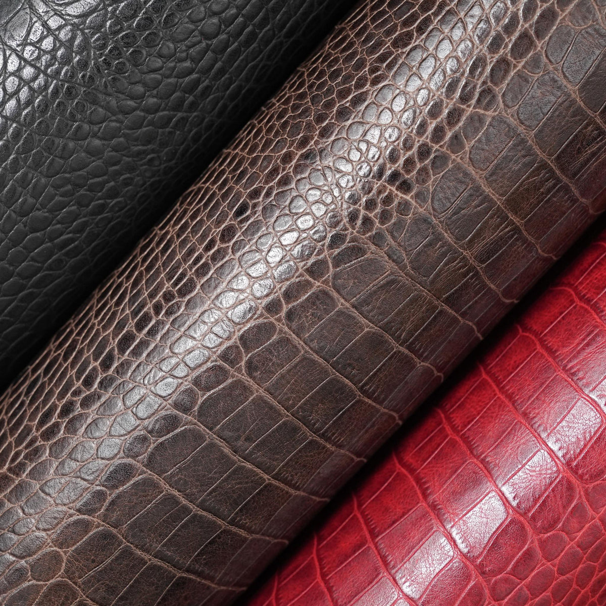 Crocodile Embossed Leather, 2.5–3 oz – Brown