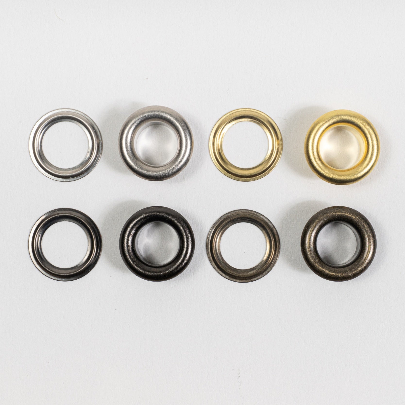 different colors grommet sets top view