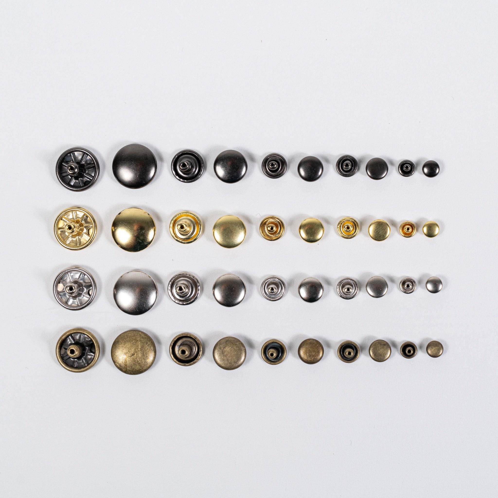 double cap rivets all sizes mixed finishes top view
