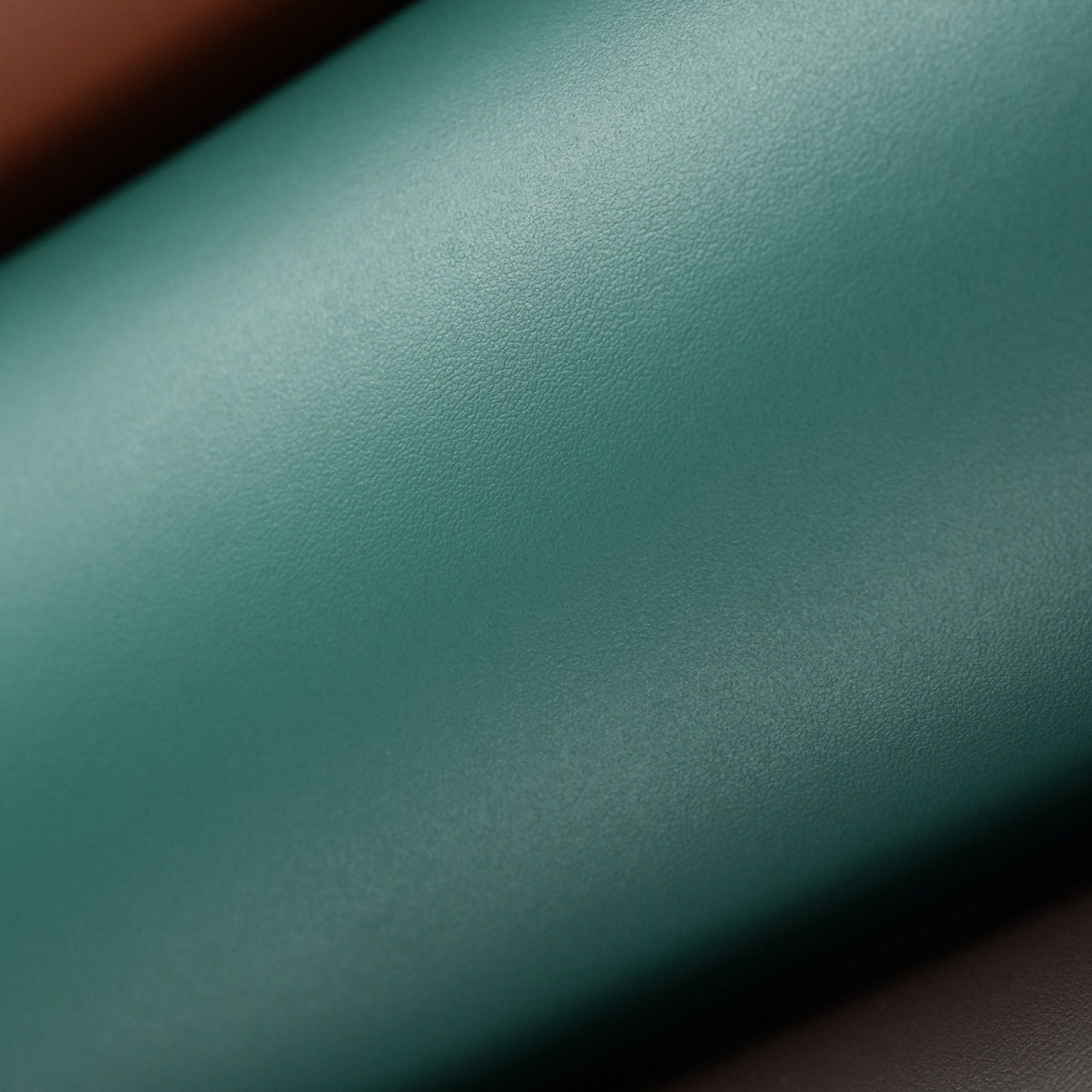 green top-grain premium italian leather close-up view