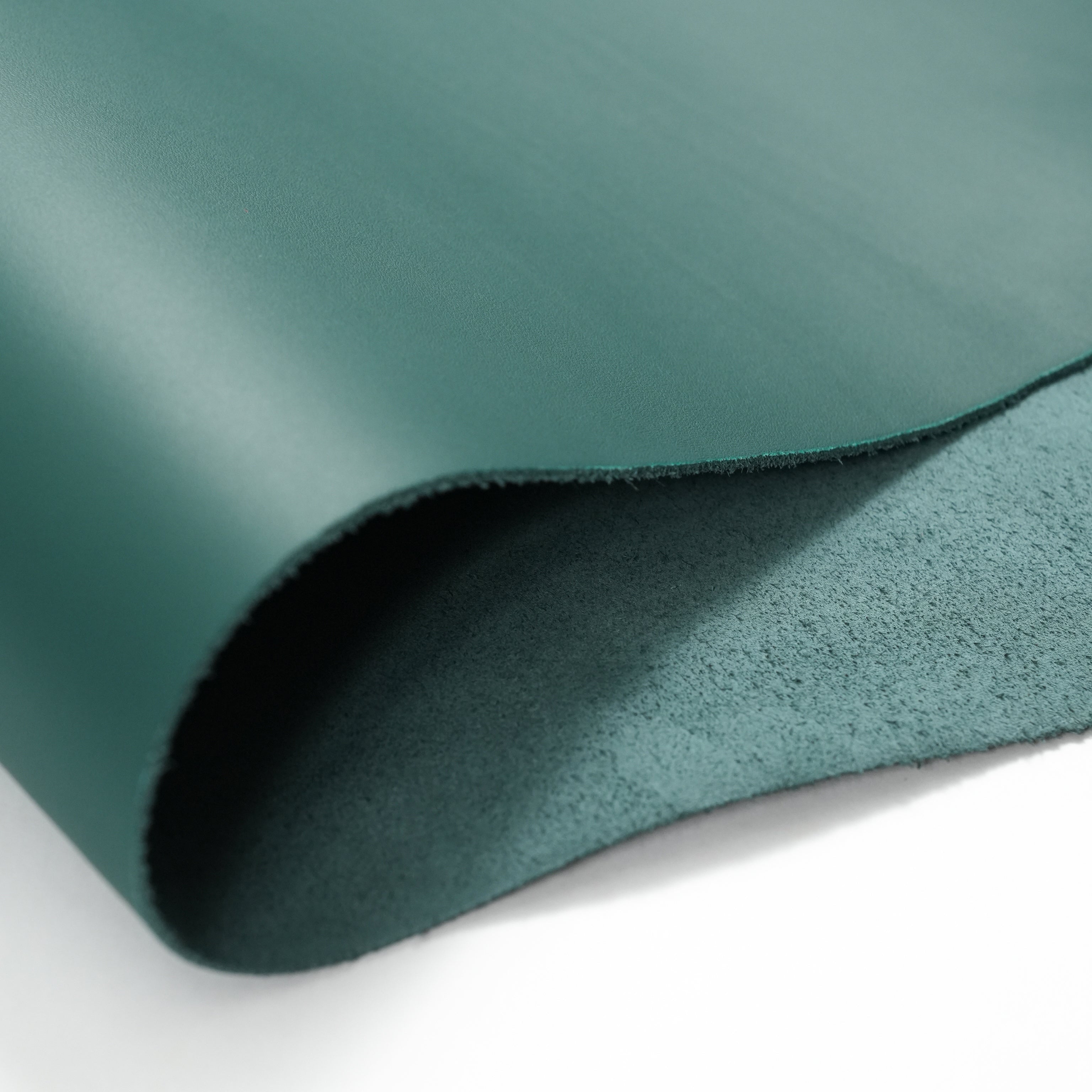 green top-grain premium italian leather close-up view