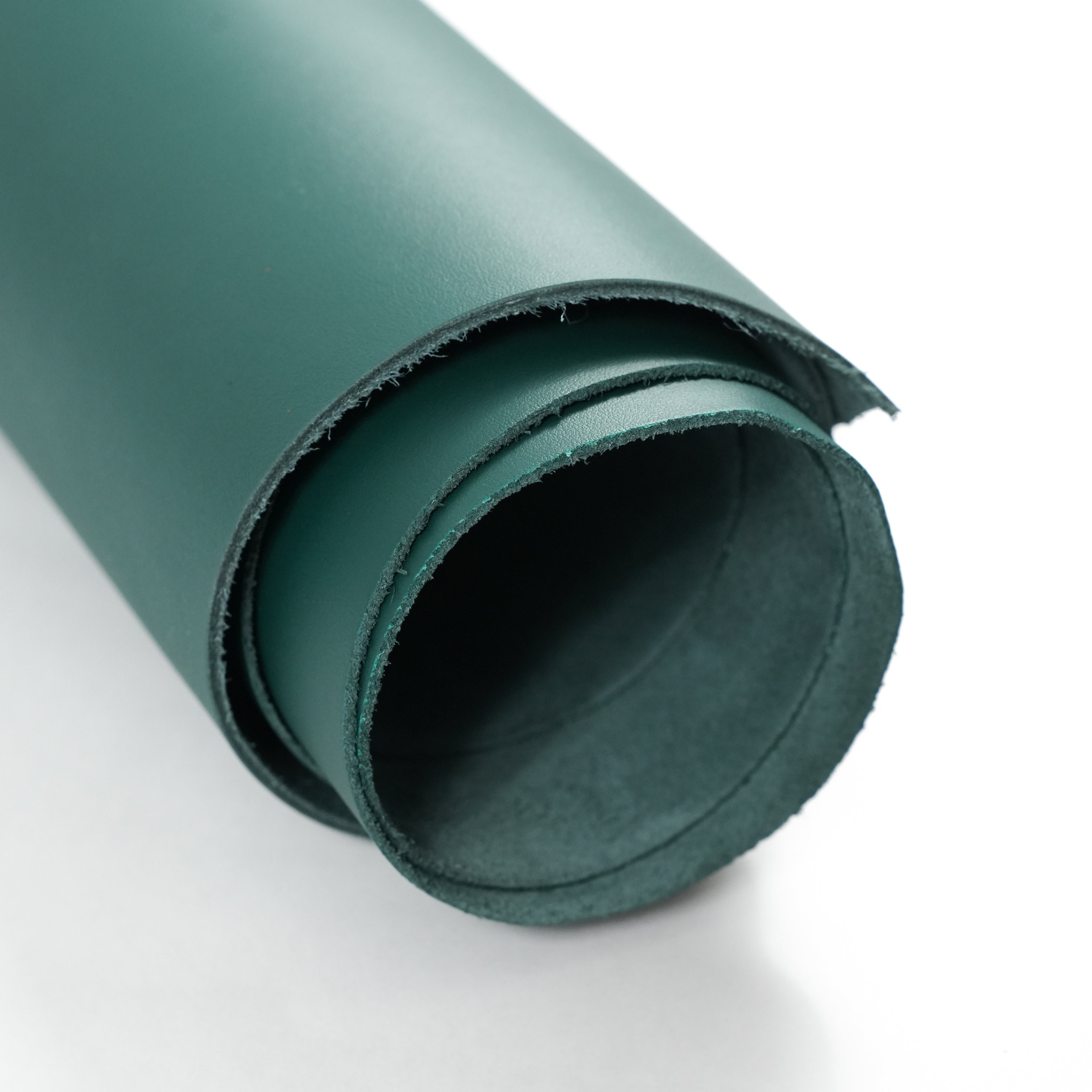 green top-grain premium italian leather rolled side view