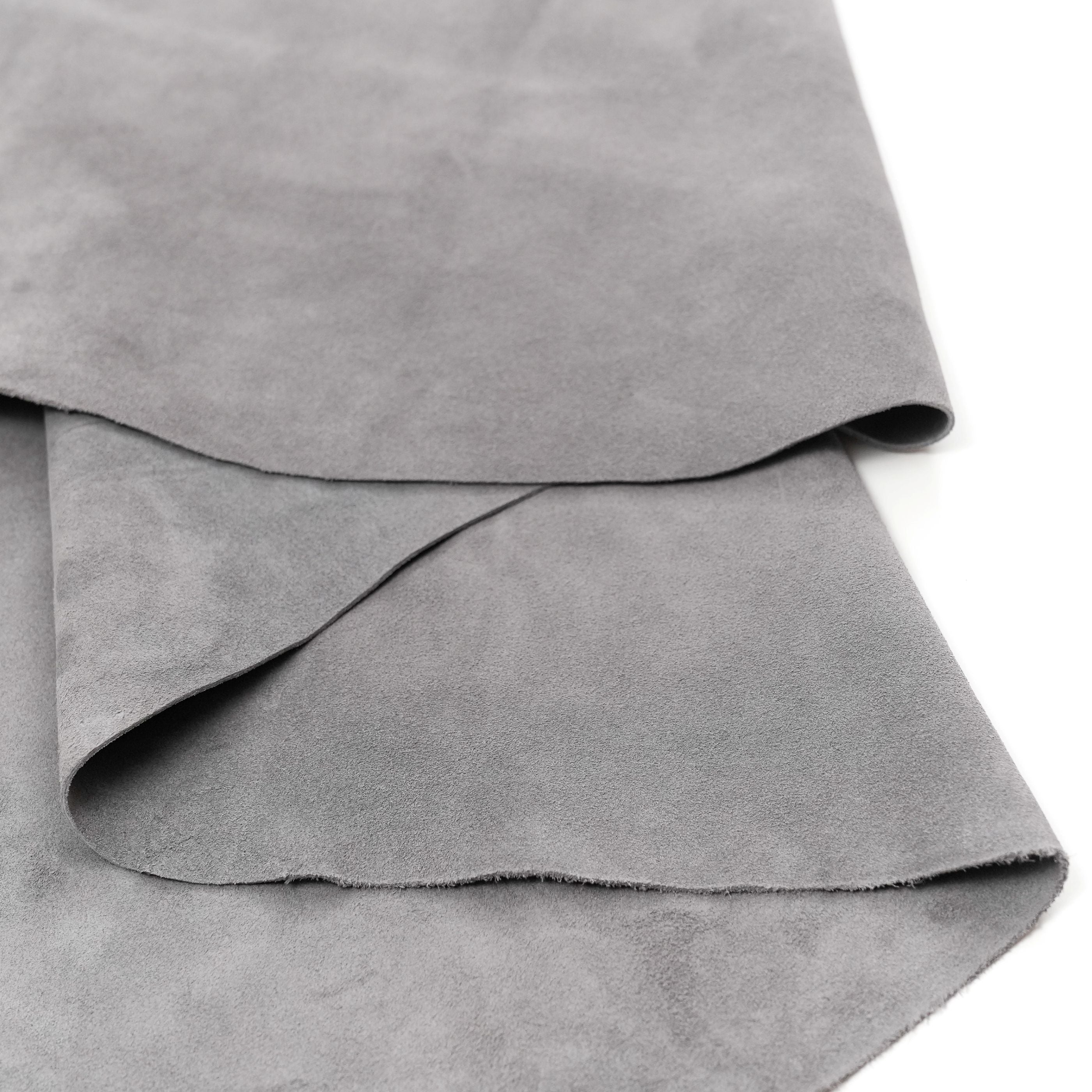 Italian Cowhide Suede Leather Panels - Gray