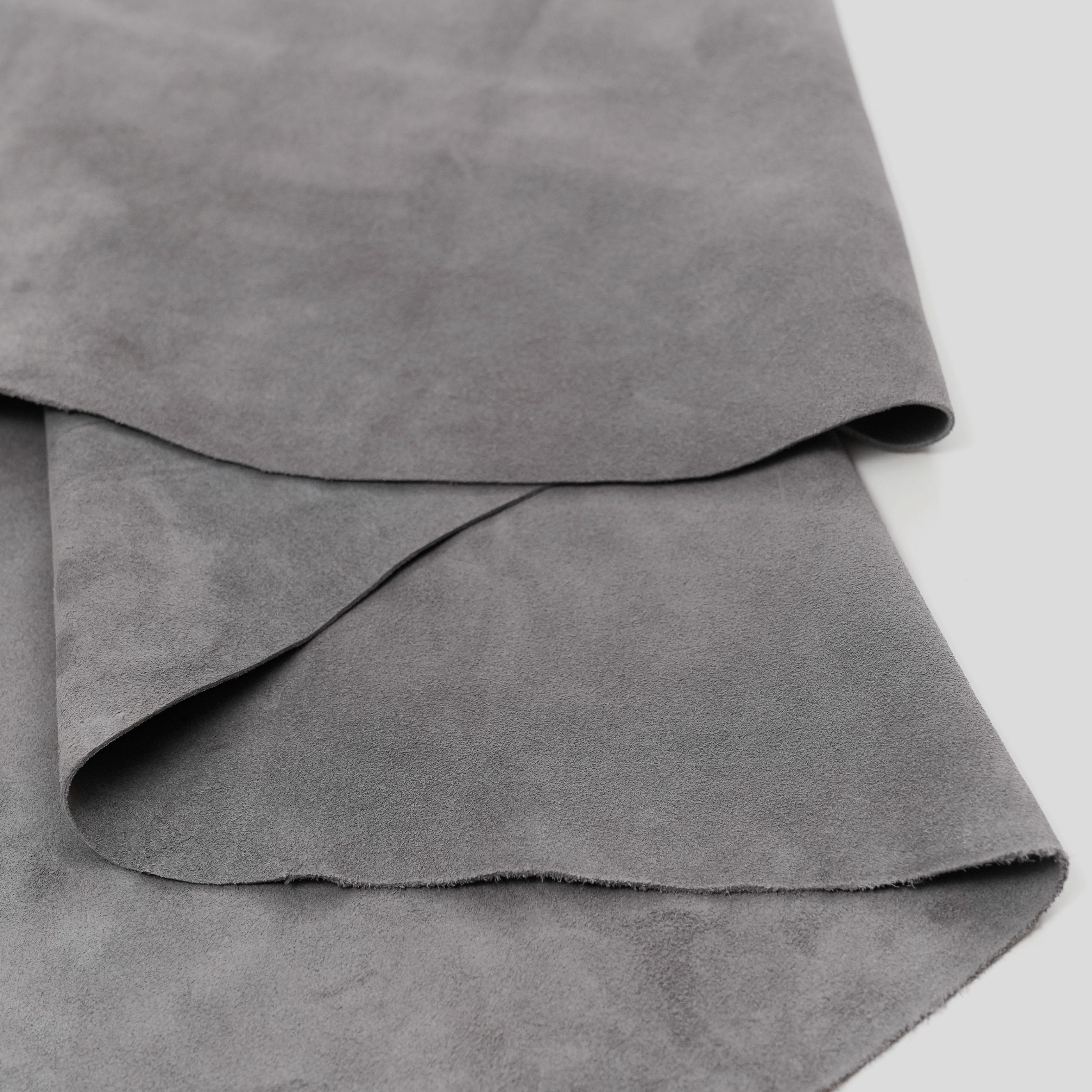 Italian Cowhide Suede Leather Hides - Gray