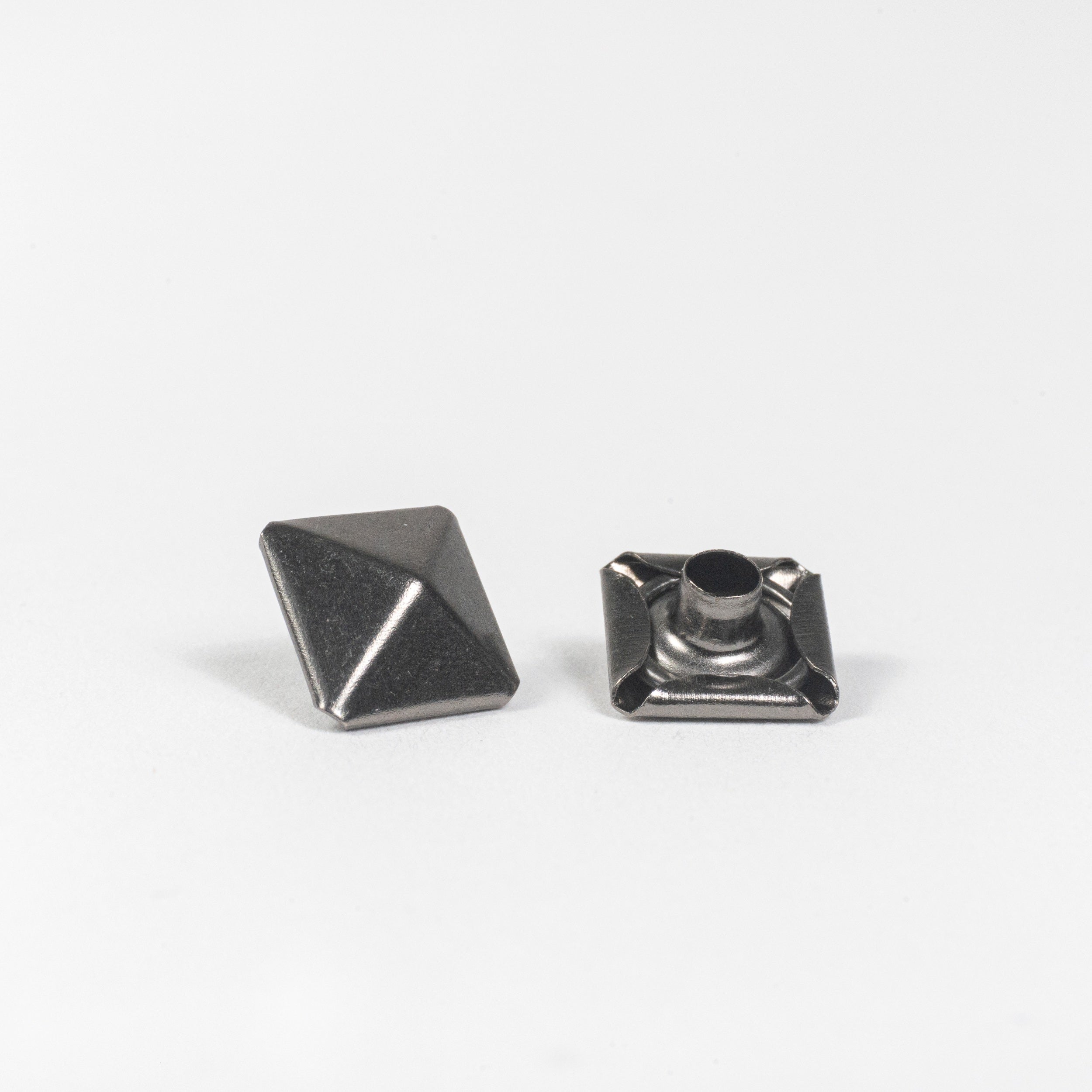 gunmetal pyramid rivet cap front view