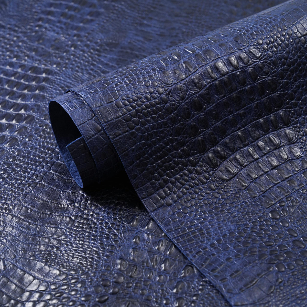 Hornback Crocodile Embossed Leather, 2.5-3 oz - Navy Blue