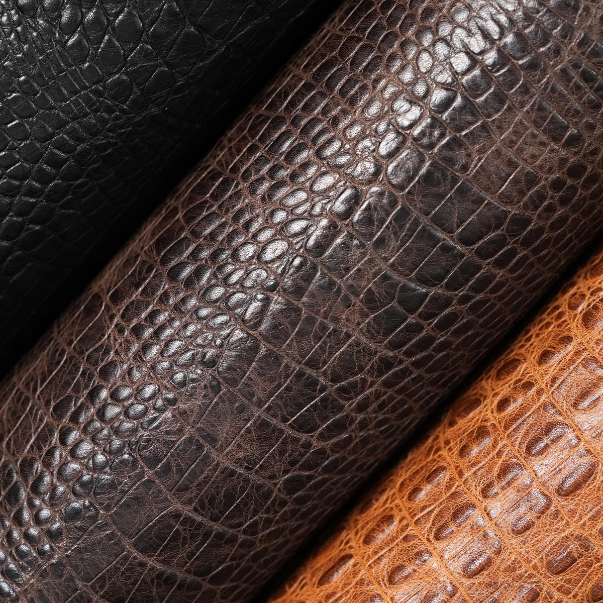 Hornback Crocodile Embossed Leather, 2.5-3 oz - Brown