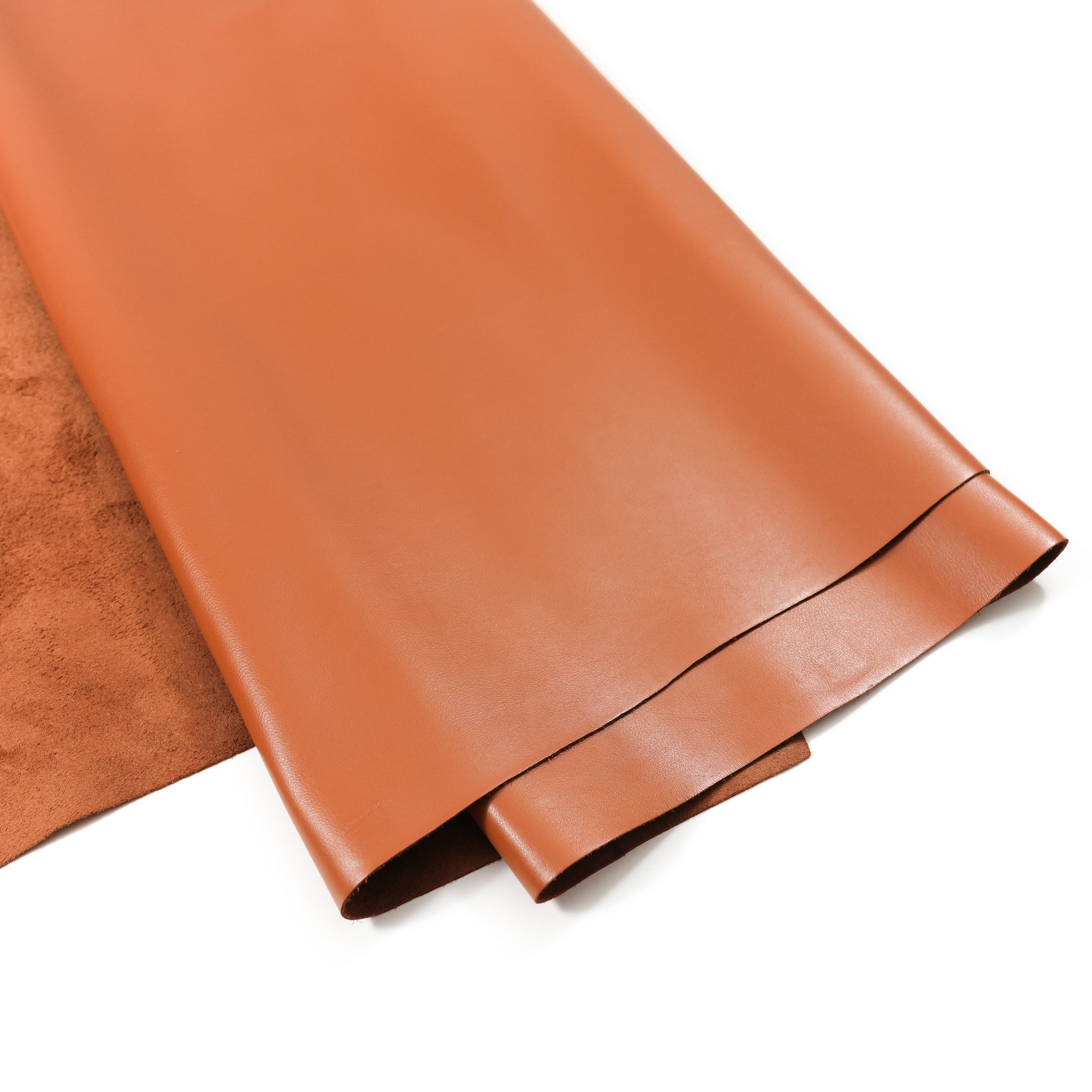 italian nappa calfskin leather hide cognac brown color