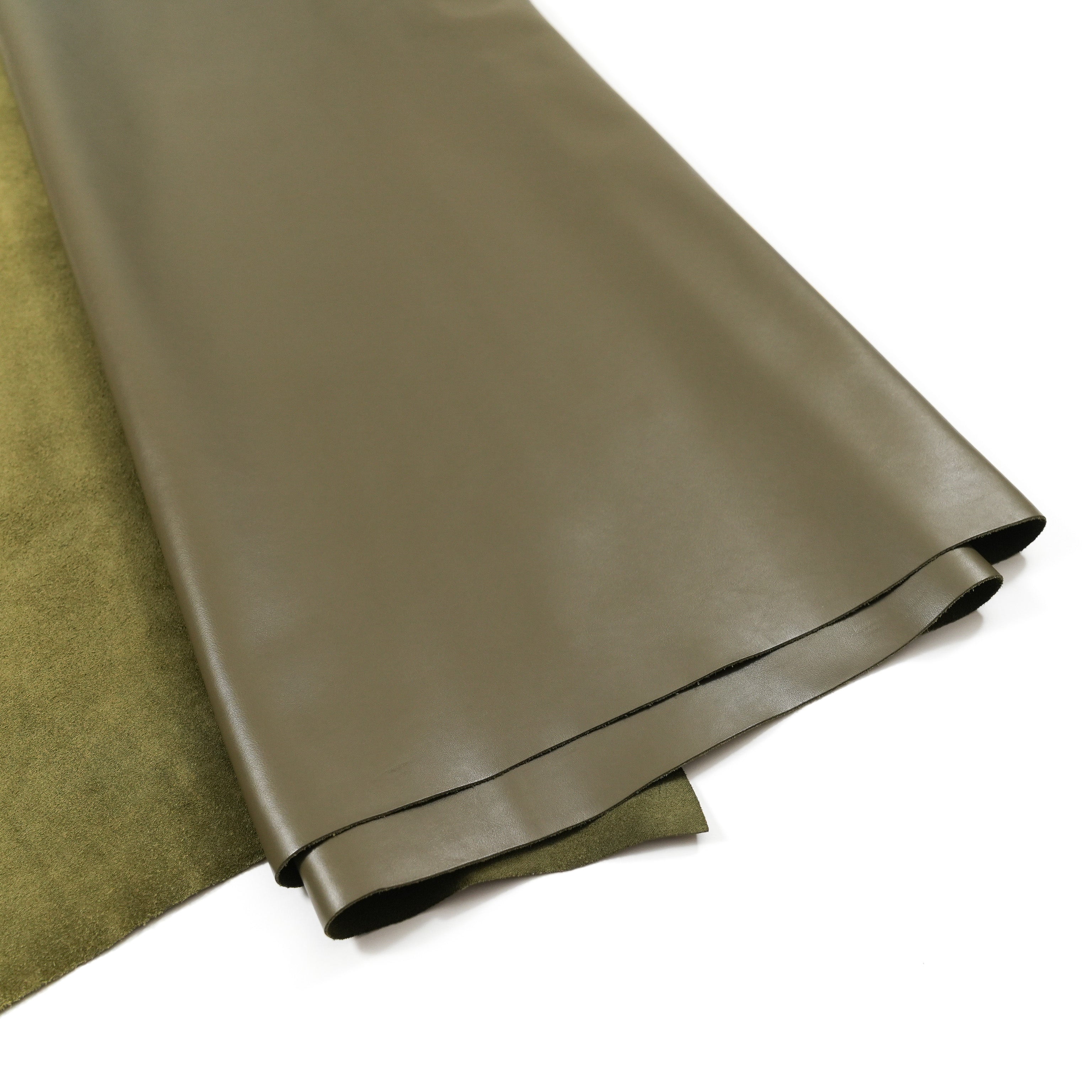 italian nappa calfskin leather hide olive green color