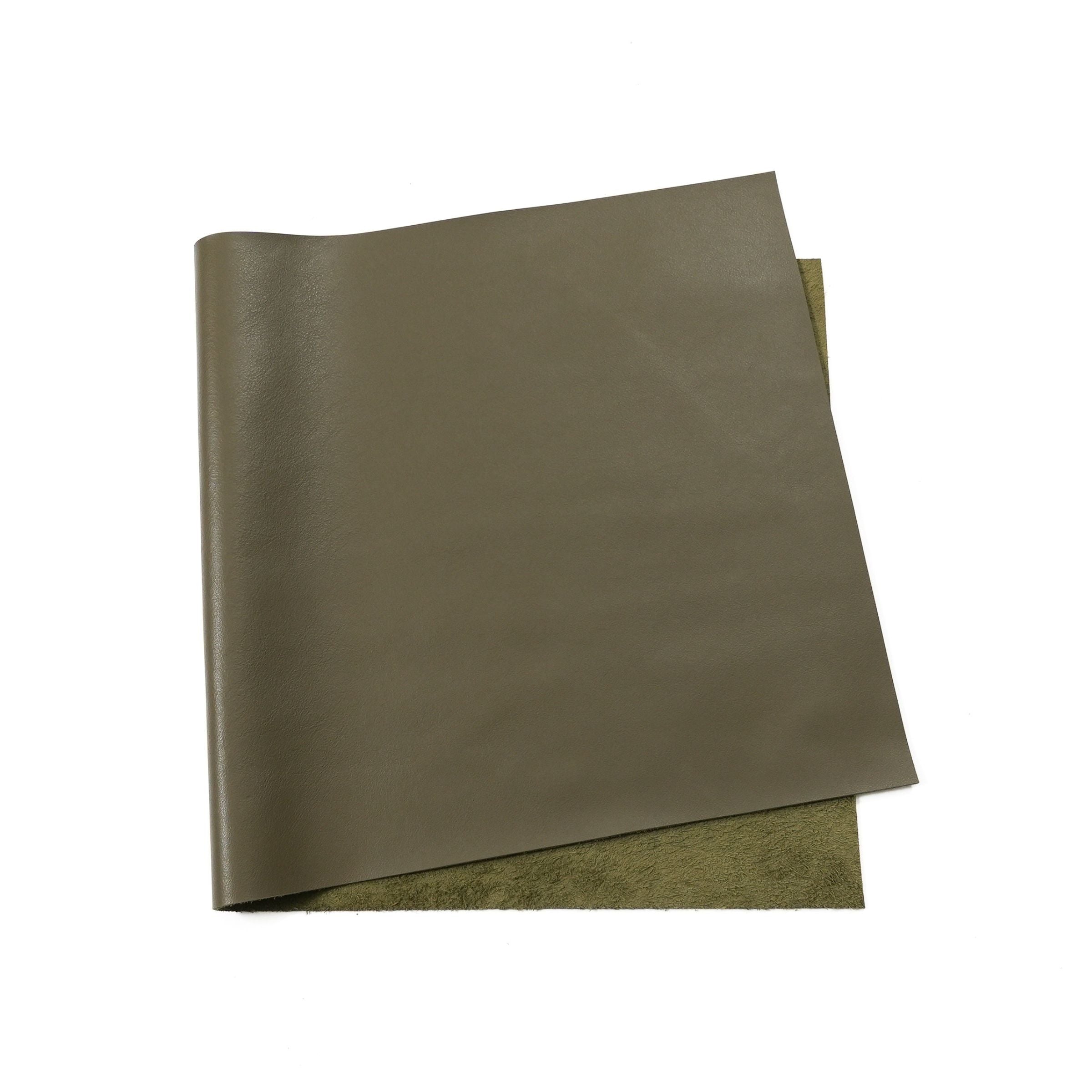 italian nappa calfskin leather panel olive green color