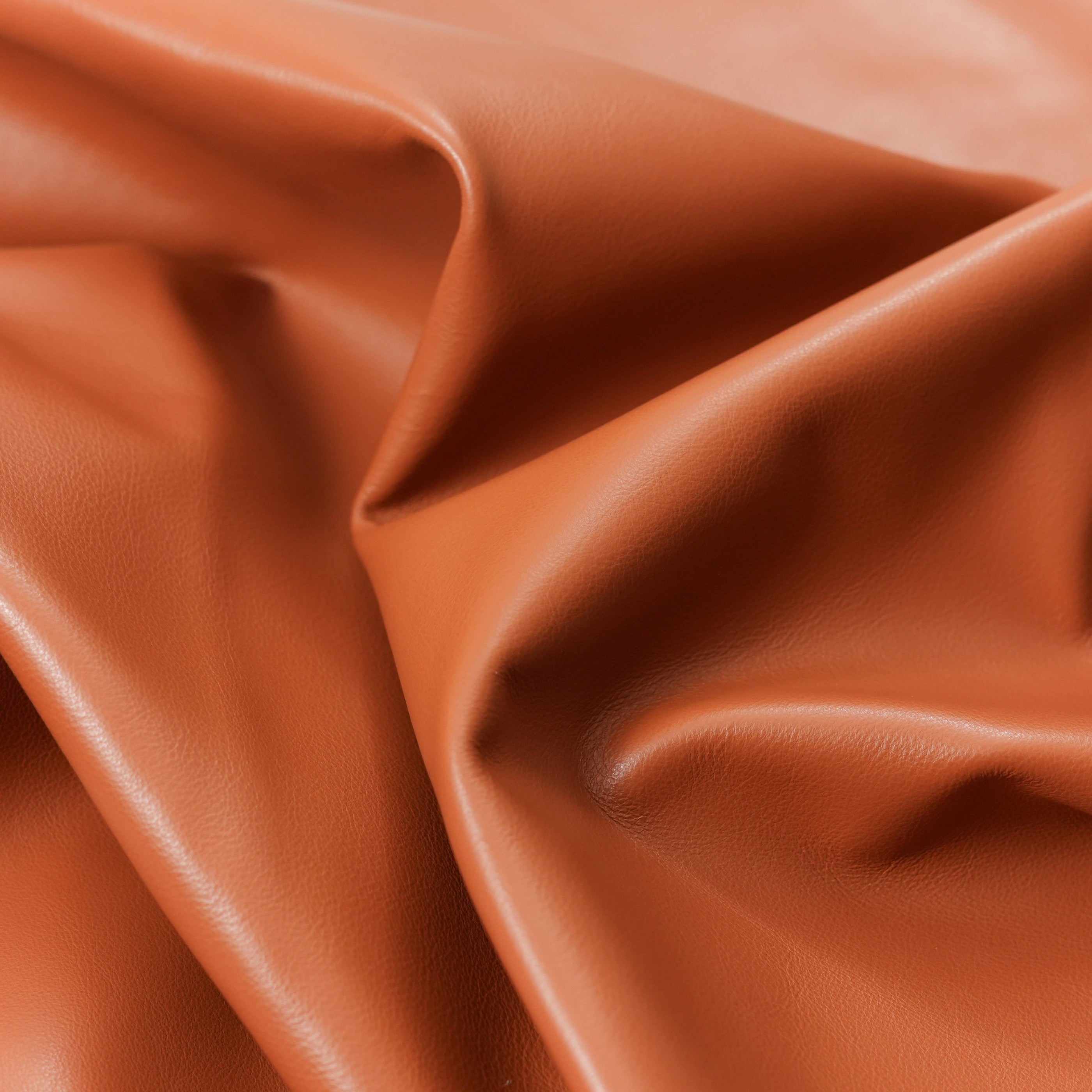 italian nappa calfskin leather surface detail cognac brown color
