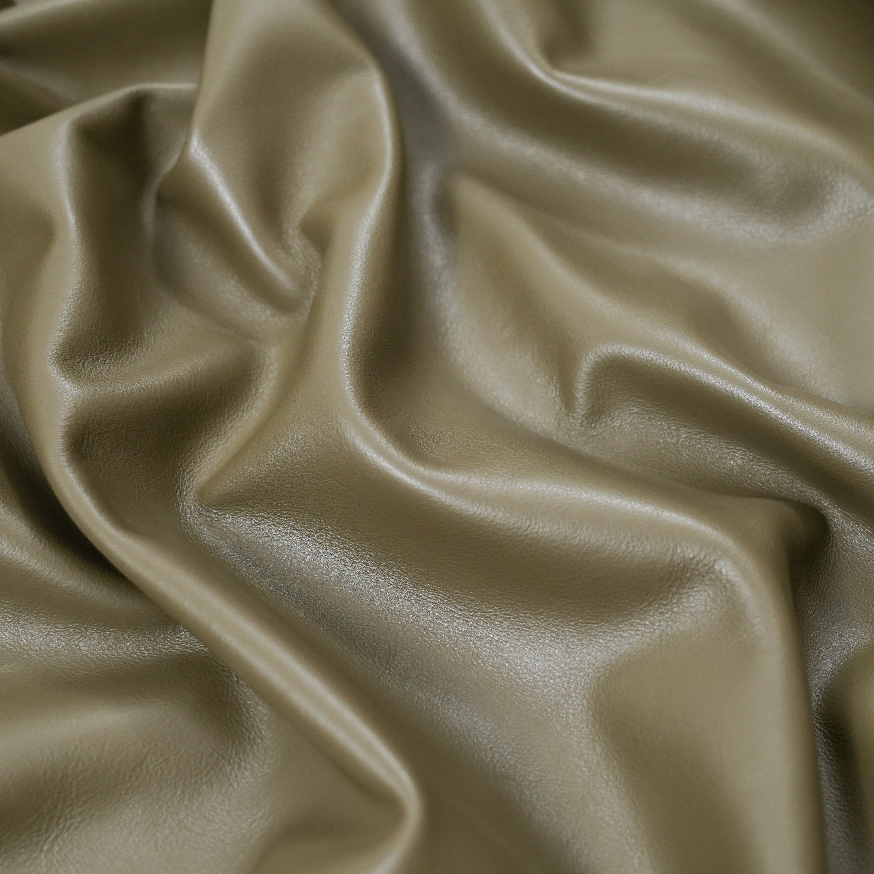 italian nappa calfskin leather surface detail olive green color