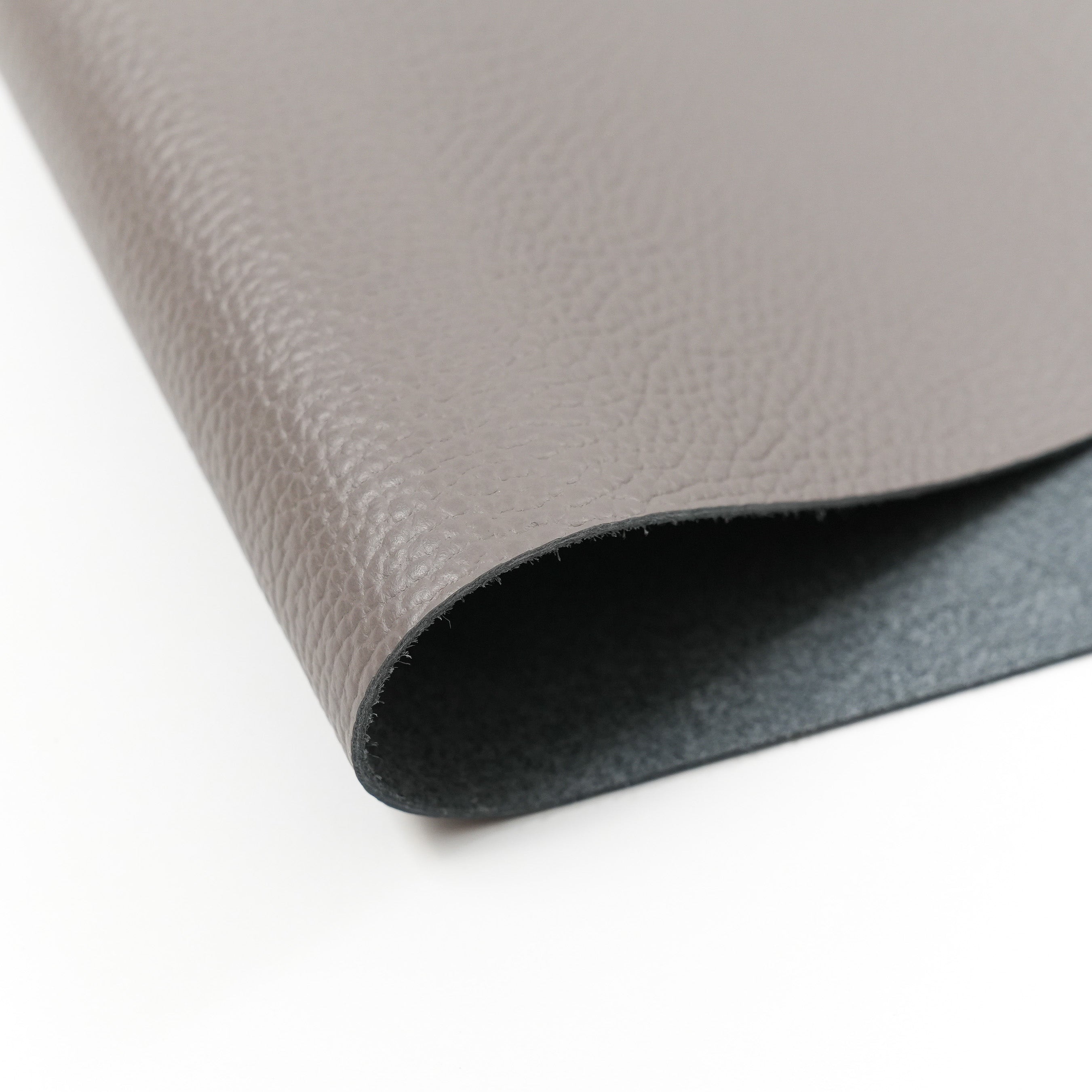 italian pebble grain cowhide leather pre cut sheet gray close up