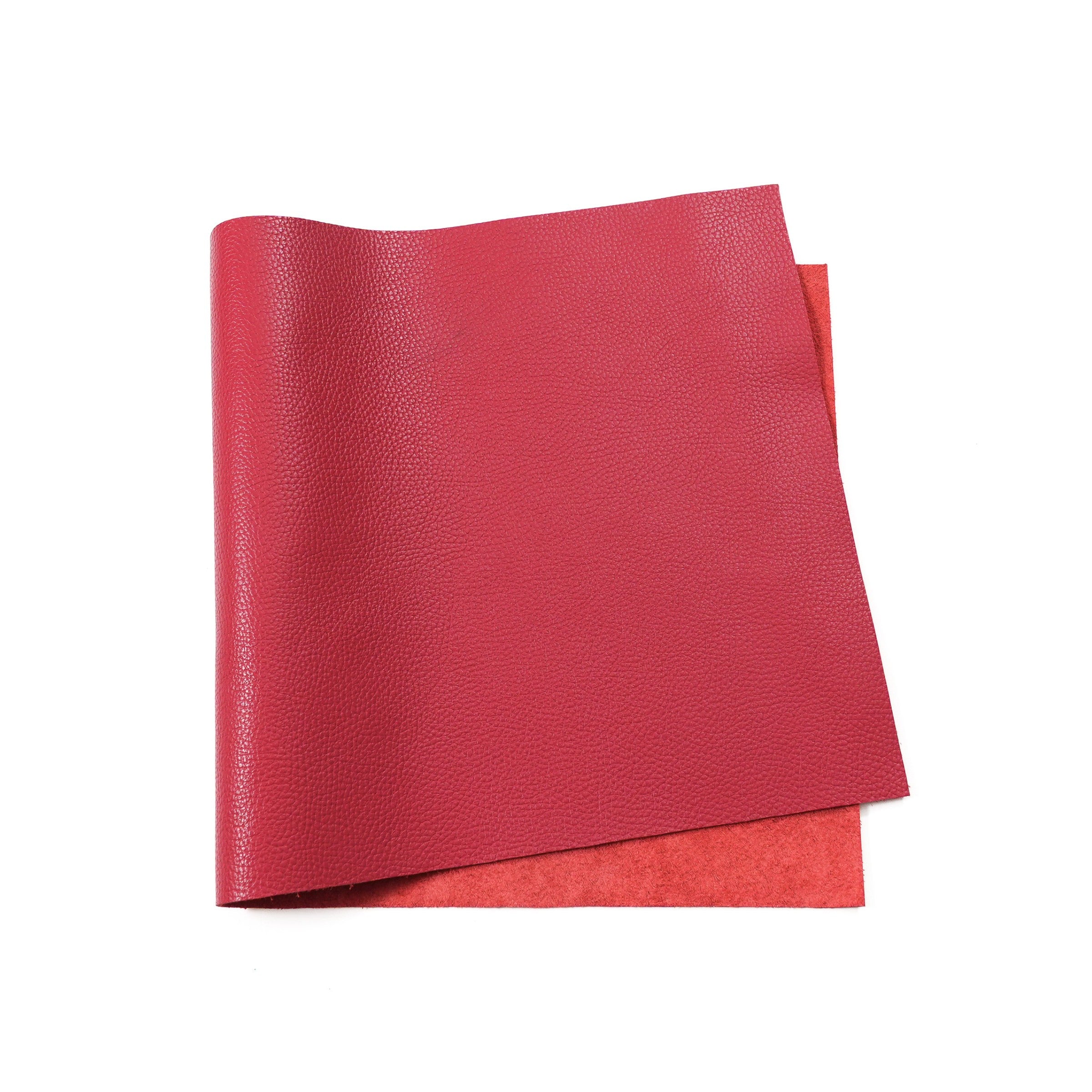 italian pebble grain cowhide leather pre cut sheet red