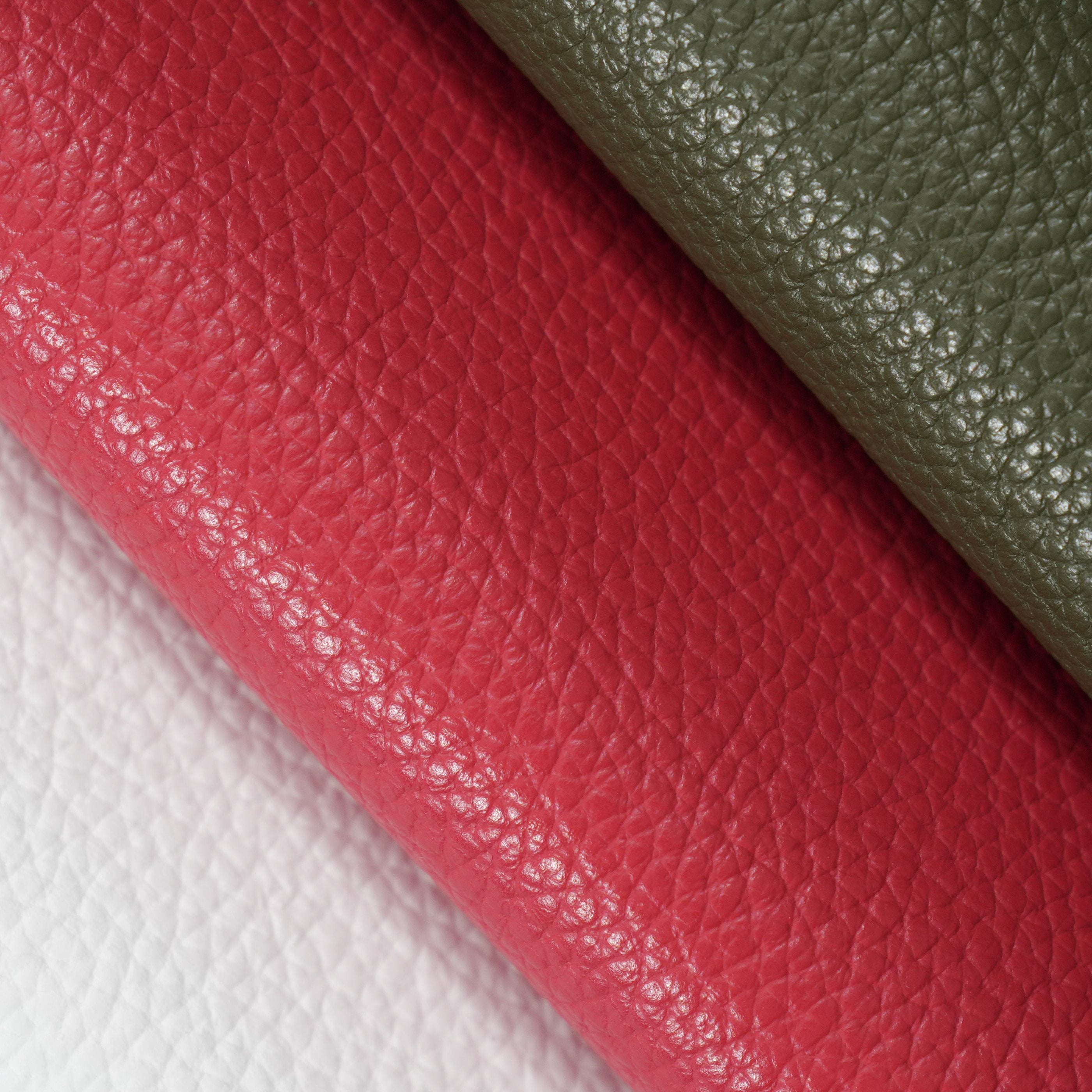 Italian Pebble Grain Leather Panels - Red